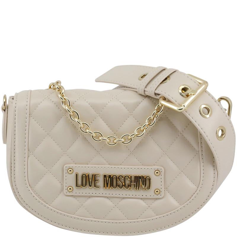 Lyst - Moschino Love White Quilted Faux Leather Crossbody Bag in White