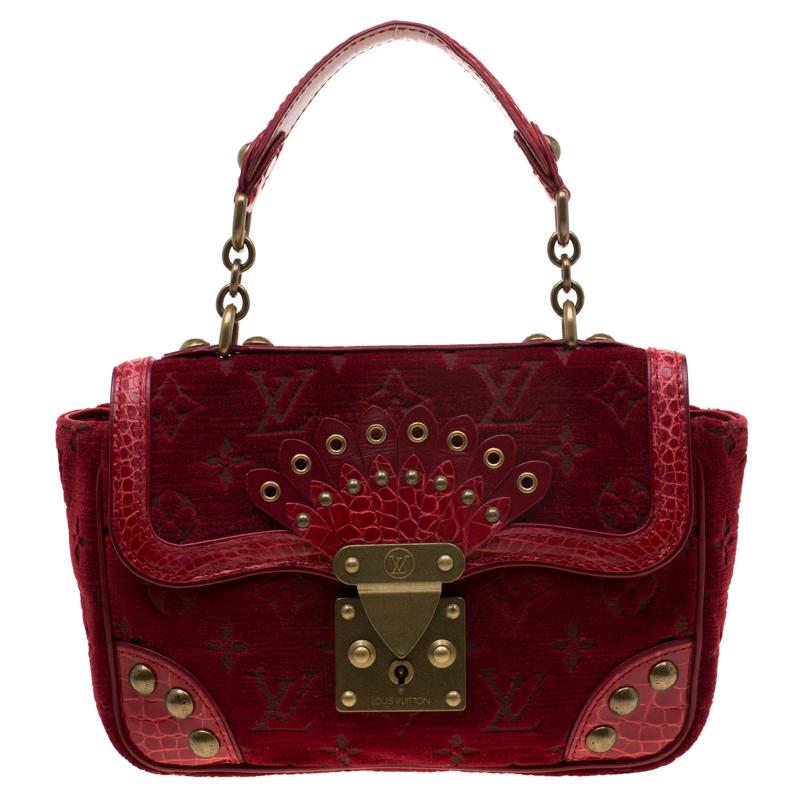 Louis Vuitton Red Monogram Velvet And Alligator Gracie Bag in Red - Lyst