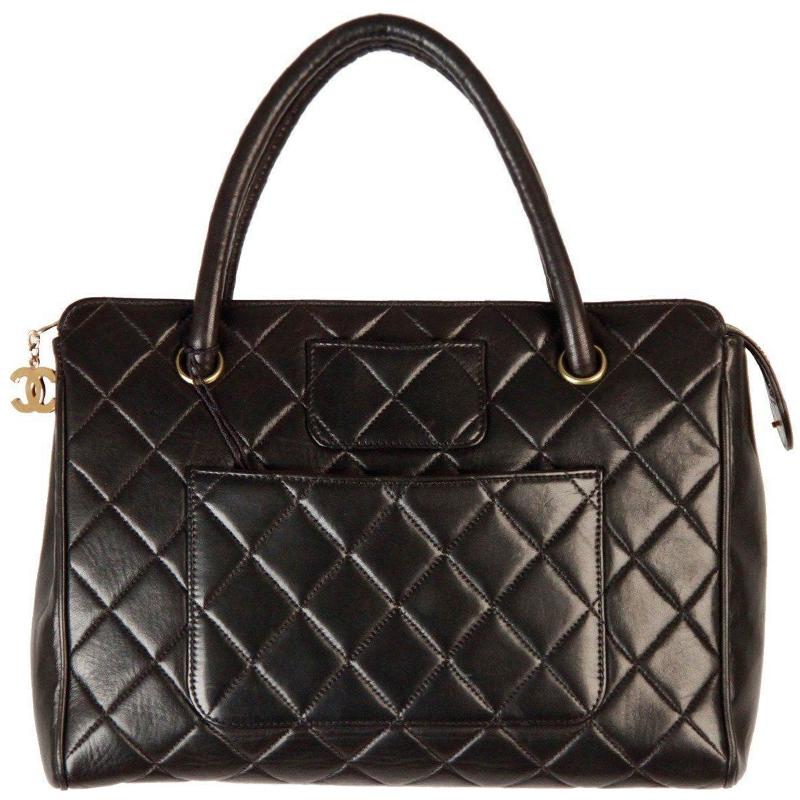 Chanel Quilted Leather Vintage Satchel Bag In Black Lyst Chanel Women S Black Quilted Leather Vintage Satchel Bag