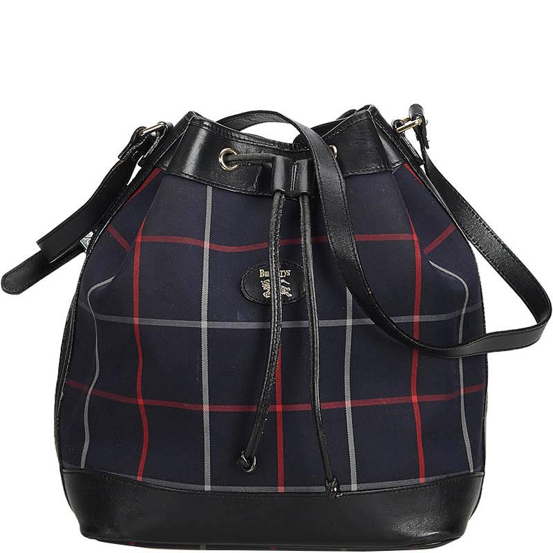 Burberry Blue Canvas Fabric Bucket Bag in Blue Lyst