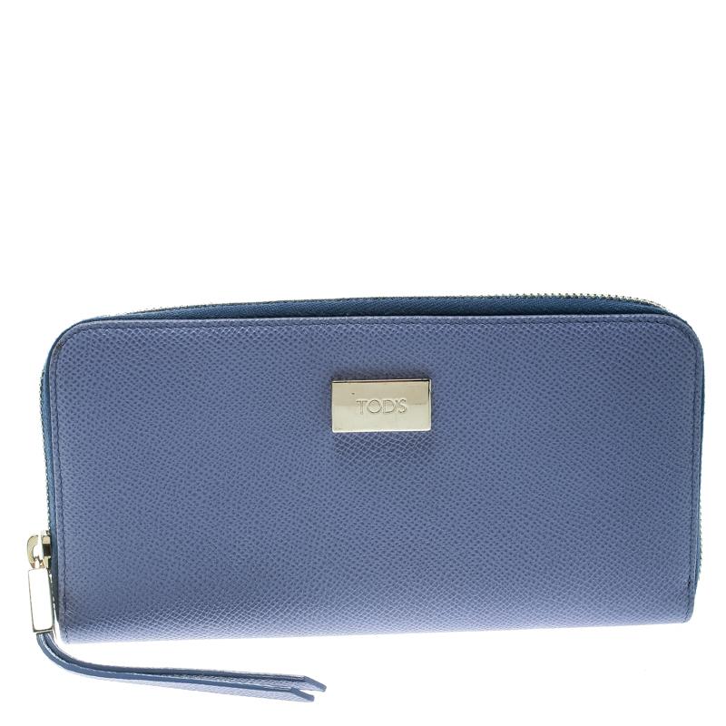 Tod's Lilac Leather Zip Around Continental Wallet in Purple - Lyst