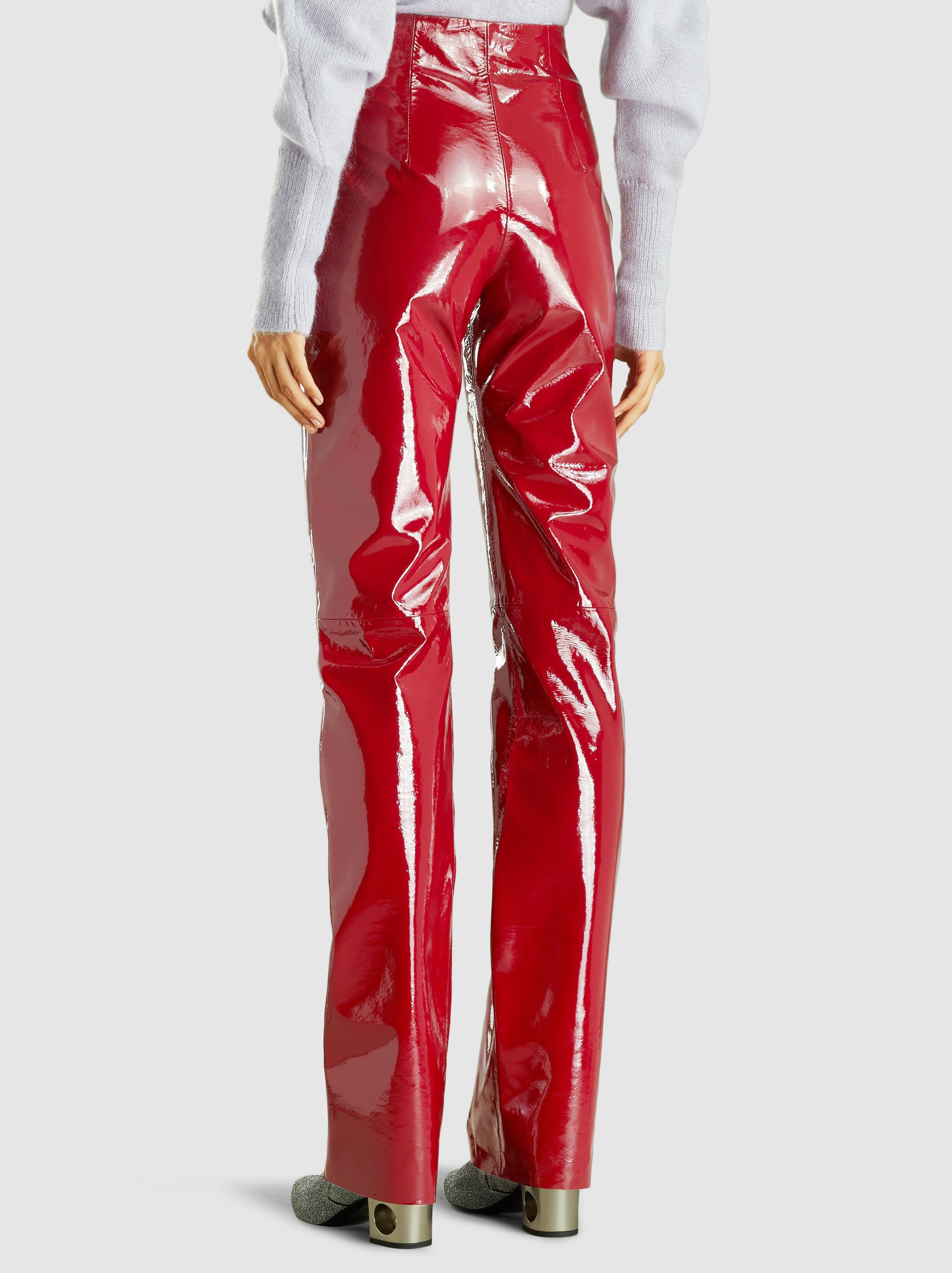 16Arlington High-rise Patent Leather Trousers in Red - Lyst