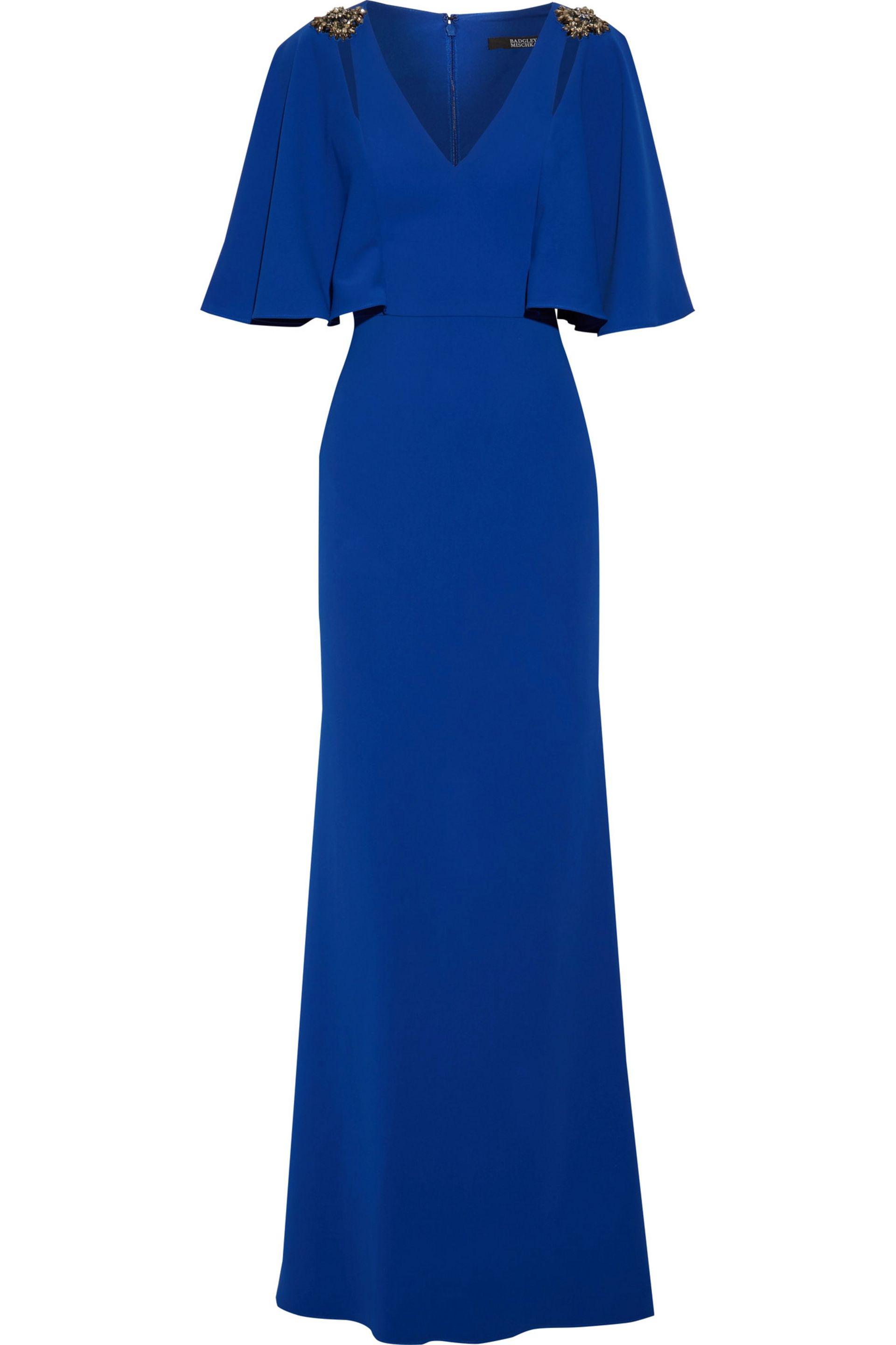Lyst - Badgley Mischka Fluted Embellished Stretch-cady Gown in Blue Badgley Mischka. Women's Blue Fluted Embellished Stretch-cady Gown