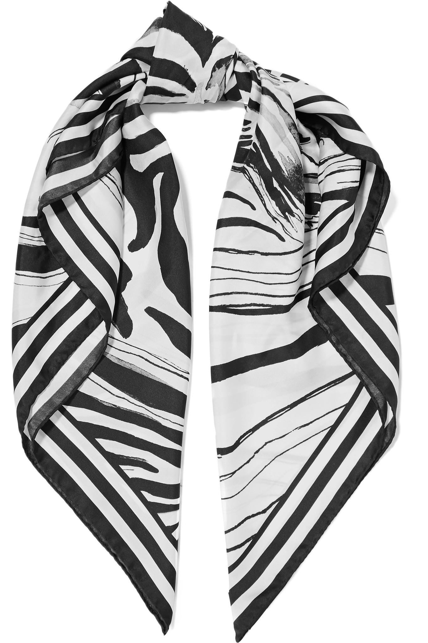 Lyst - Roberto Cavalli Zebra-print Silk-satin Twill Scarf in White