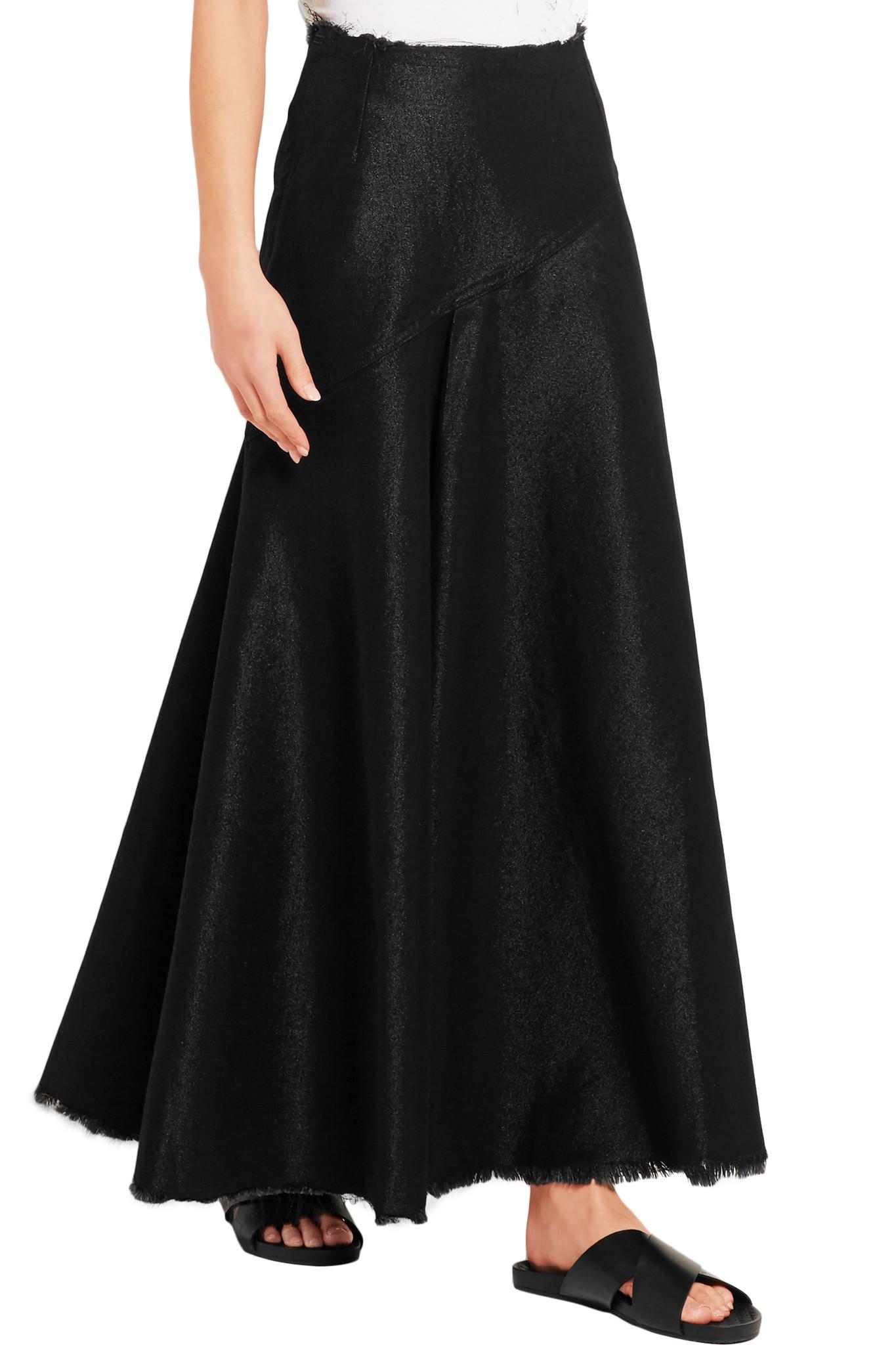 Lyst - Marques'Almeida Frayed Metallic Denim Maxi Skirt in Black