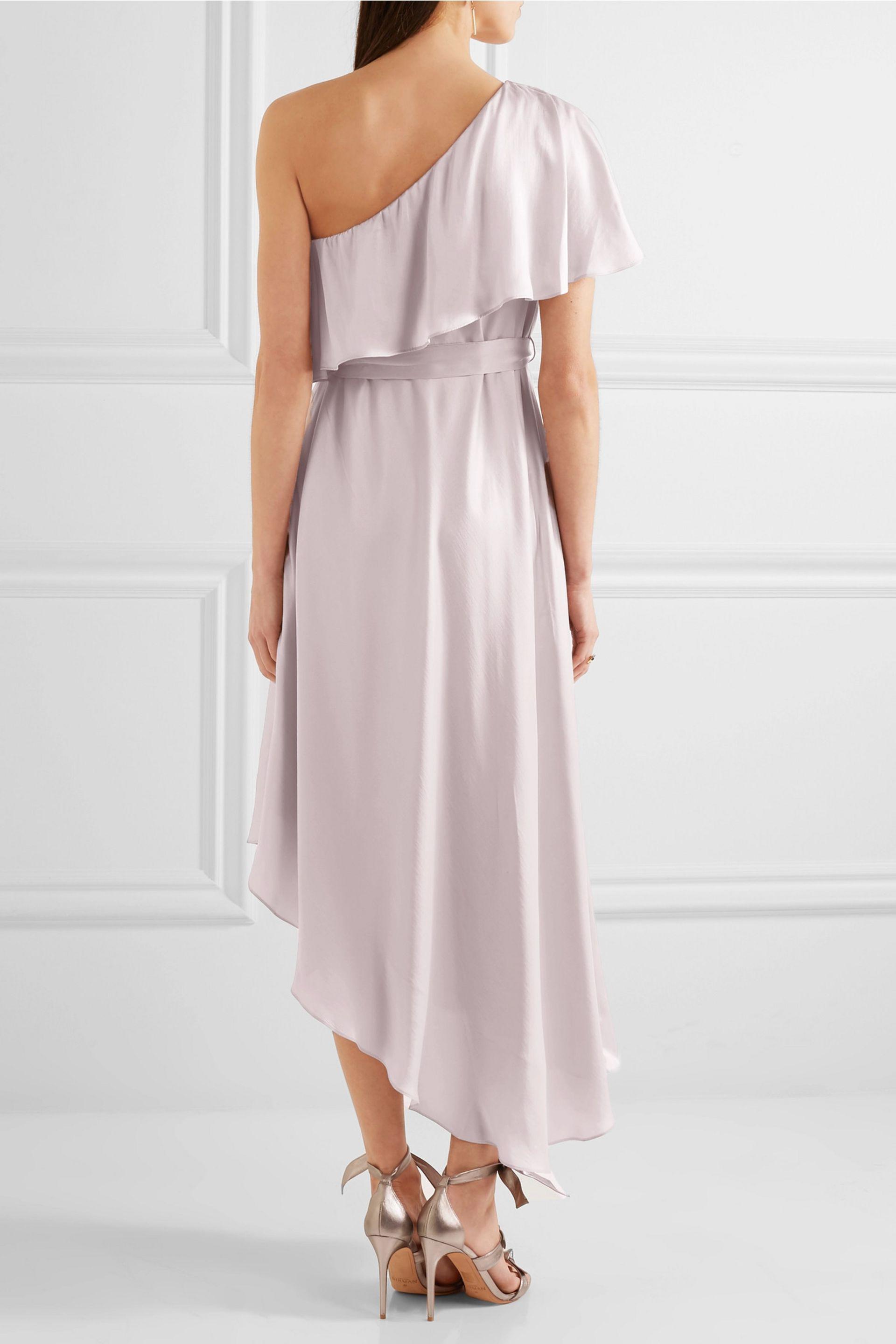 Zimmermann Oneshoulder Asymmetric Washed Silksatin Midi Dress in