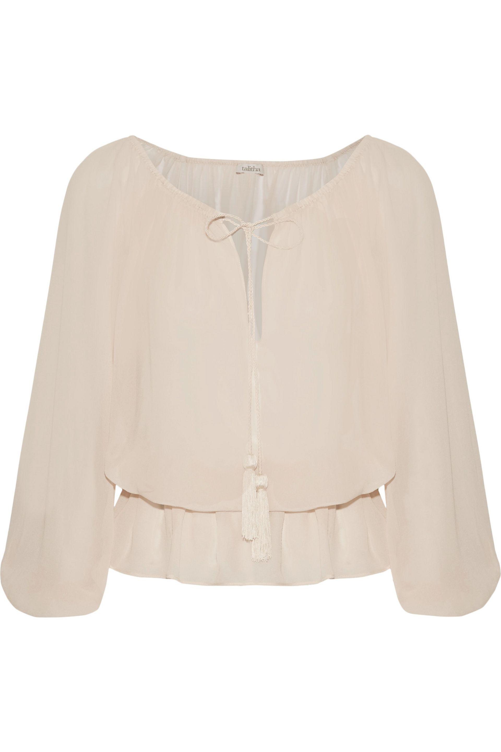 Lyst - Talitha Gia Tasseled Silk-georgette Blouse in White