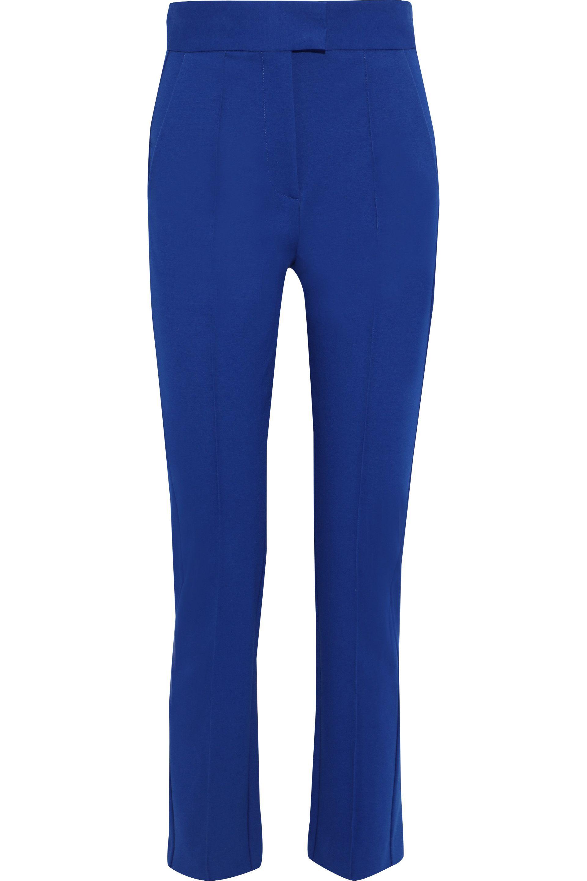 Lyst - MSGM Woman Stretch Cotton-cady Straight-leg Pants Royal Blue in Blue