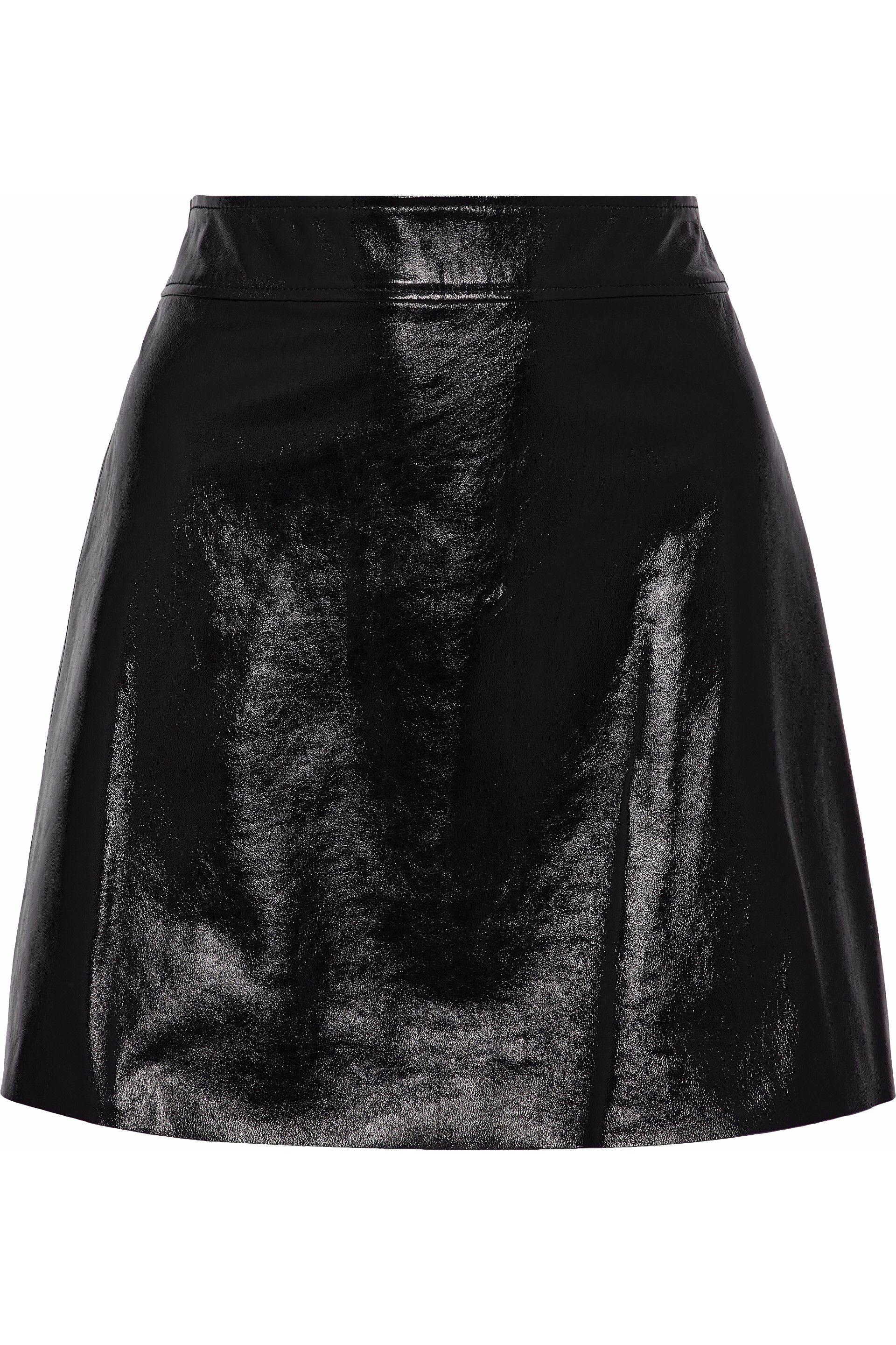 Theory Crinkled Patent-leather Mini Skirt Black - Lyst