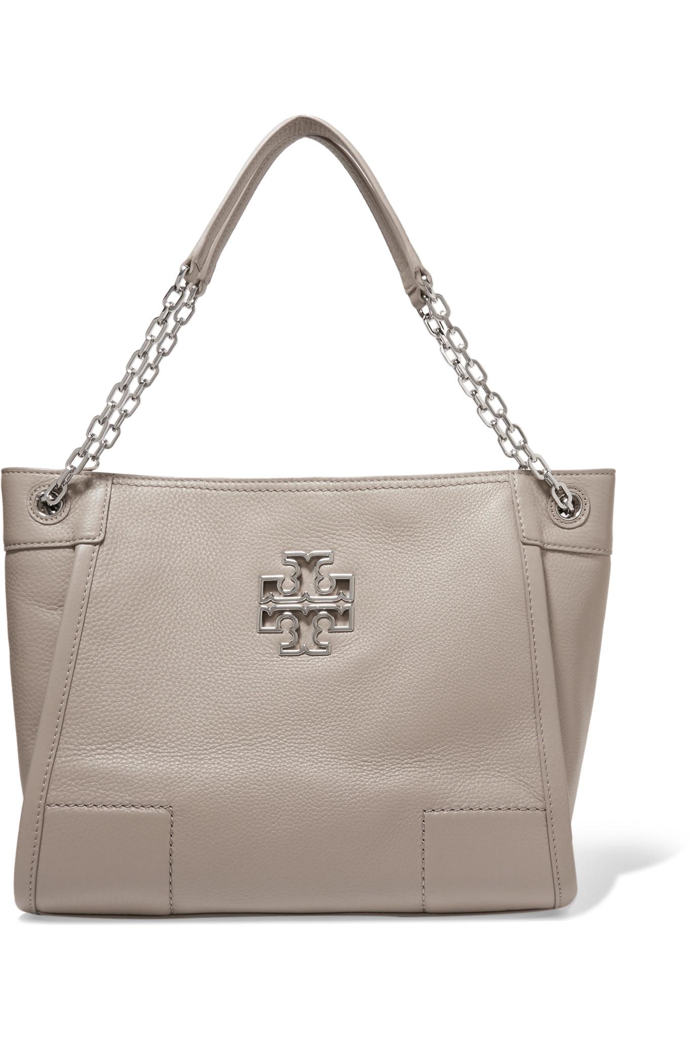 Tory burch Britten Leather Shoulder Bag in Gray | Lyst