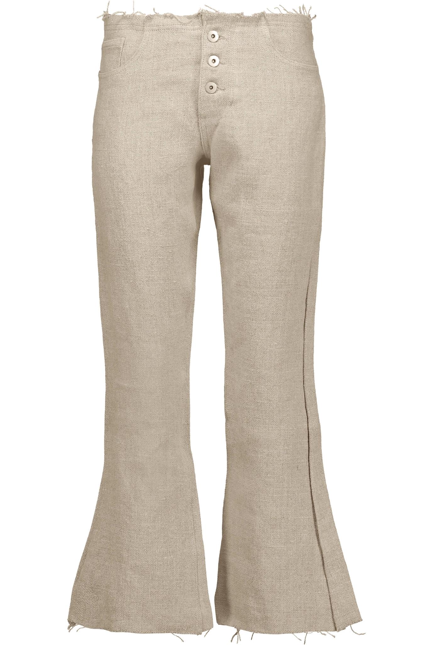 Marques'almeida Frayed Linen Bootcut Pants in Natural | Lyst