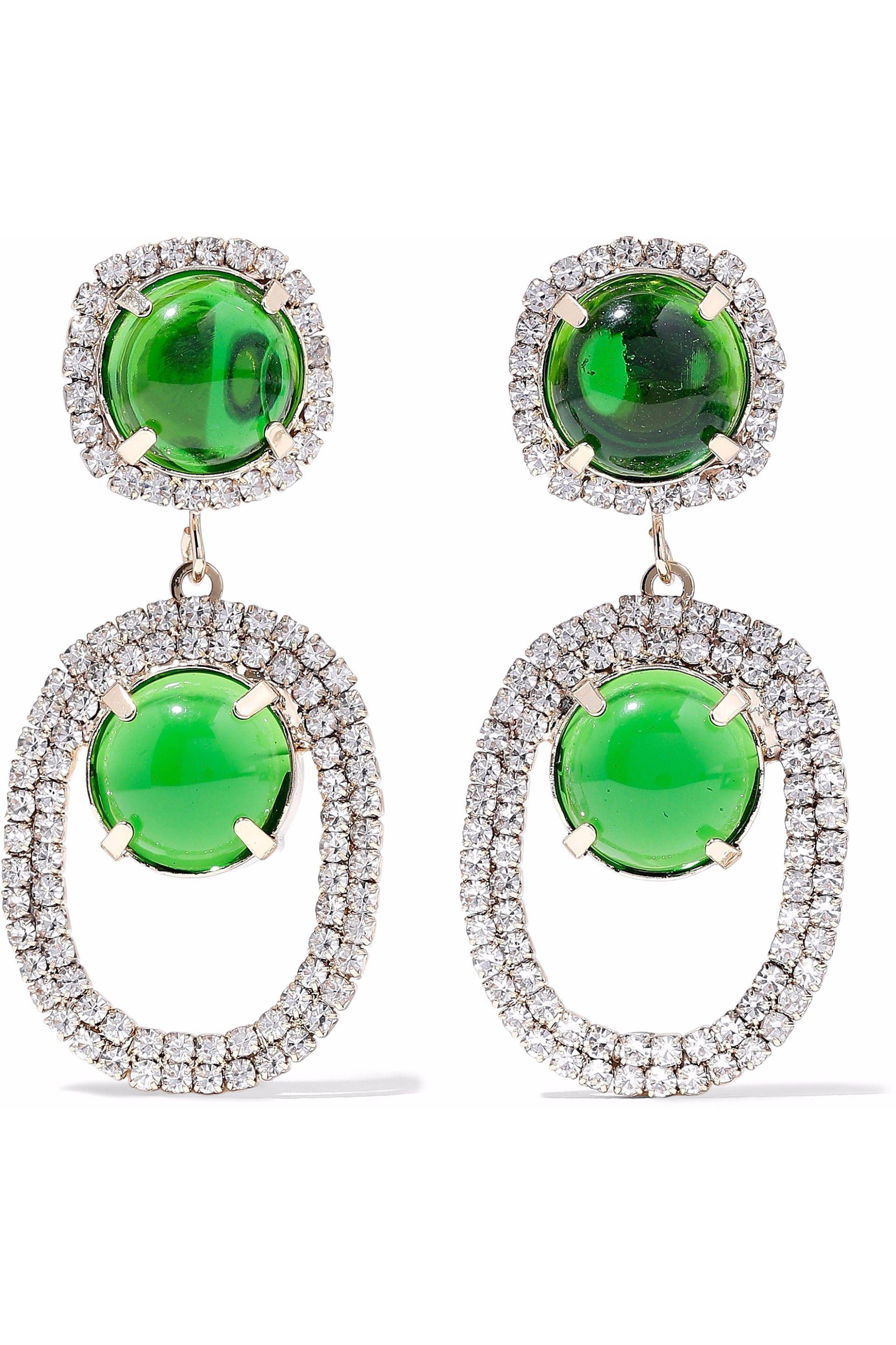 Lyst Kenneth Jay Lane Gold Tone Stone And Crystal Clip Earrings In Gallery