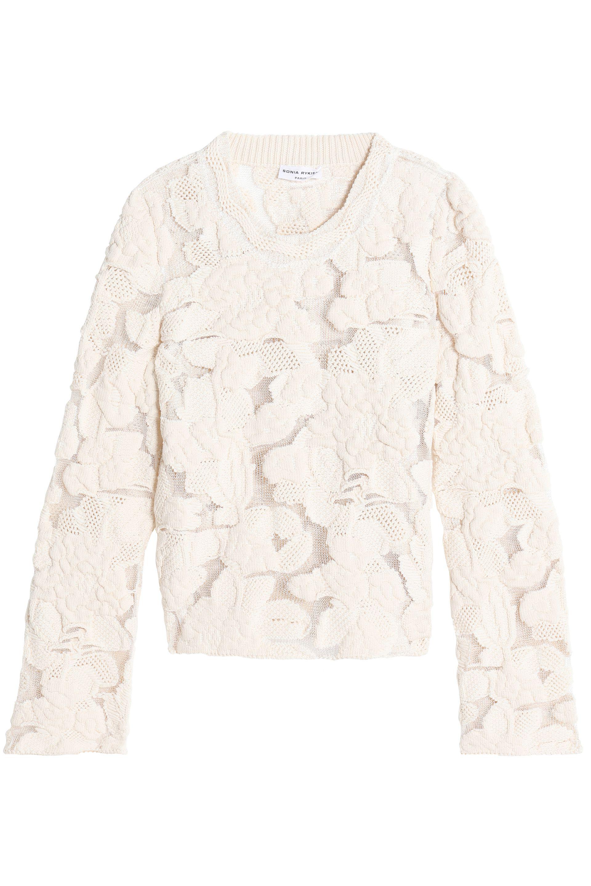 guipure lace lantern sleeve sweater