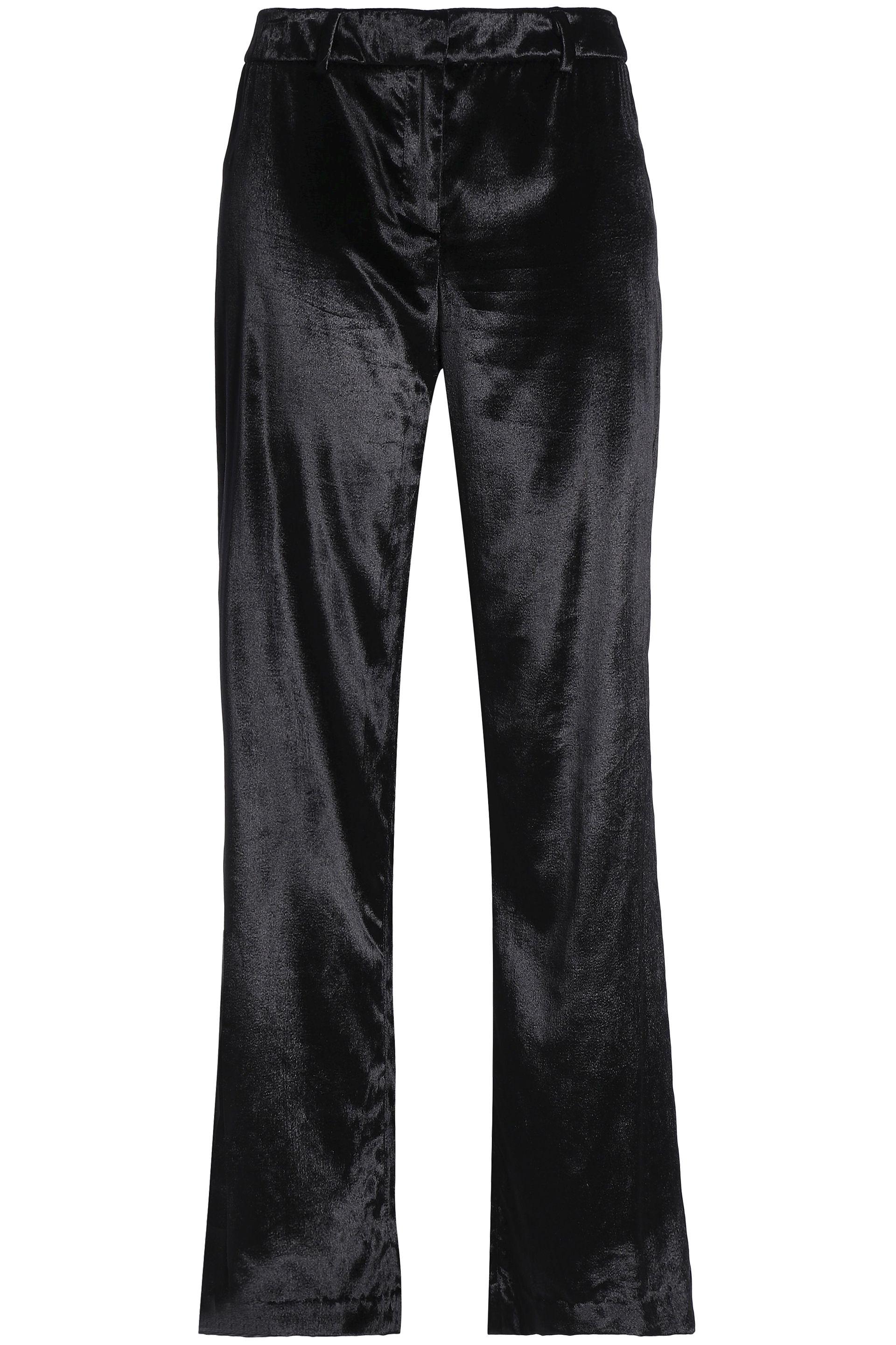 MILLY Velvet Straight-leg Pants Black - Lyst