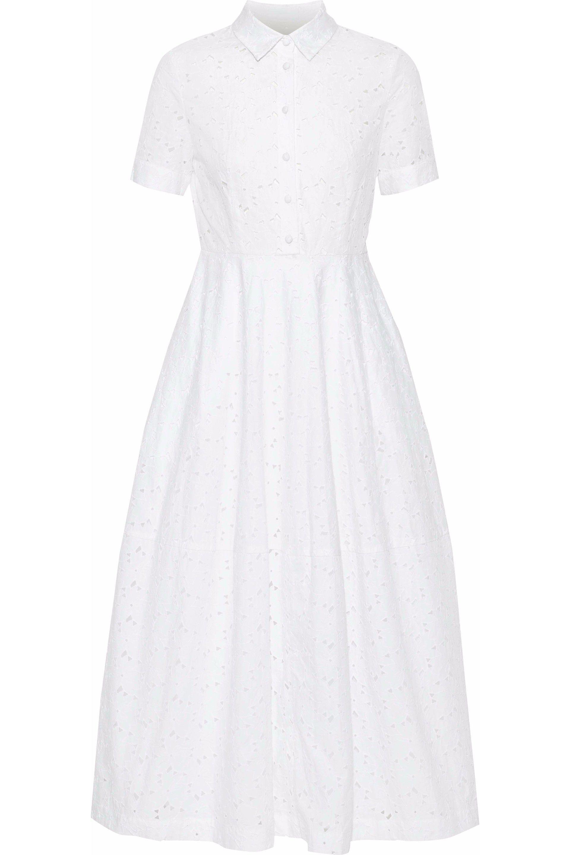 Co. Woman Broderie Anglaise Tton-poplin Midi Shirt Dress White in White ...