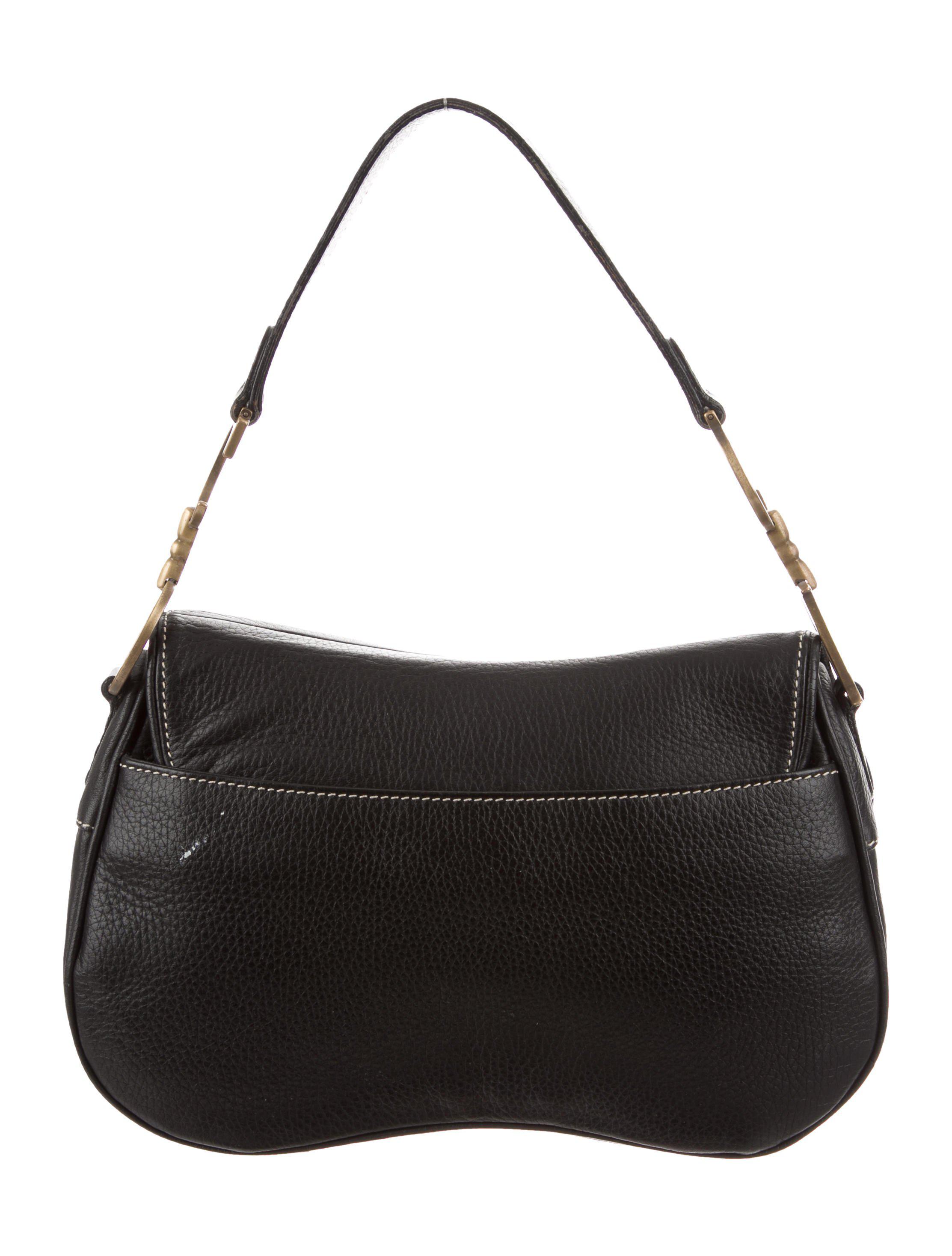 Lyst - Dior Leather Saddle Bag Black in Metallic