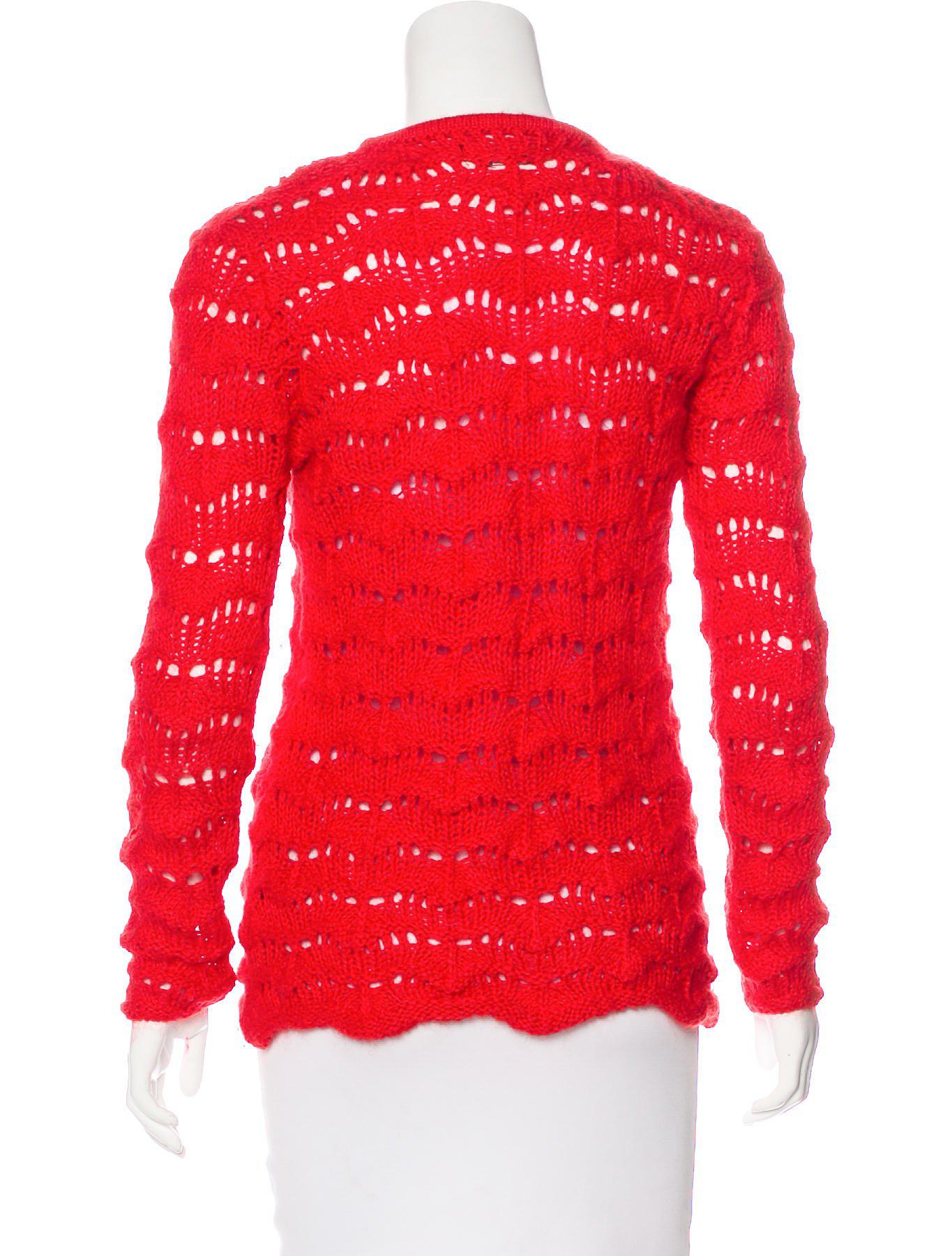 Isabel marant Open Knit Sweater in Red | Lyst