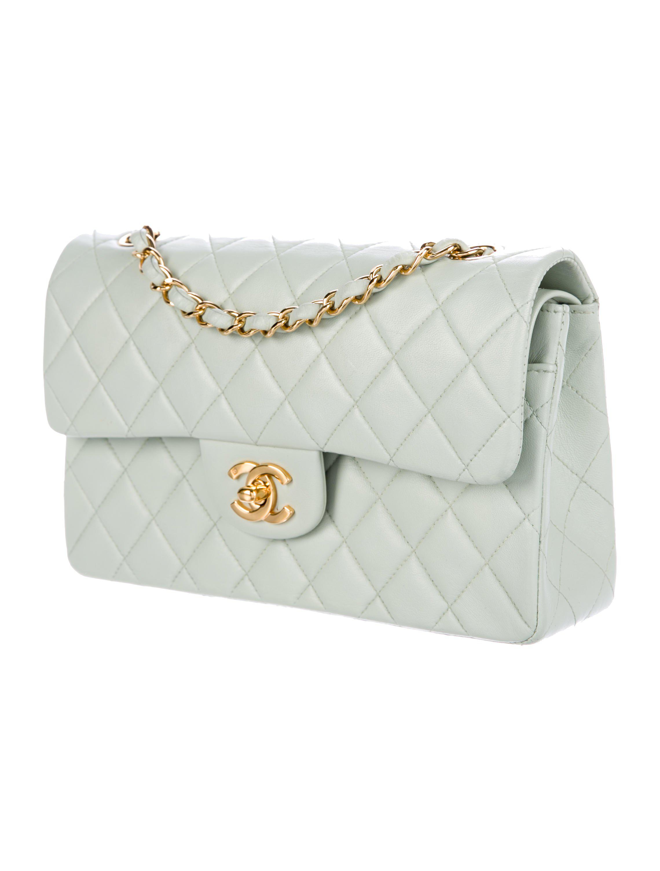 Lyst Chanel Vintage Classic Small Double Flap Bag Mint In Metallic Gallery