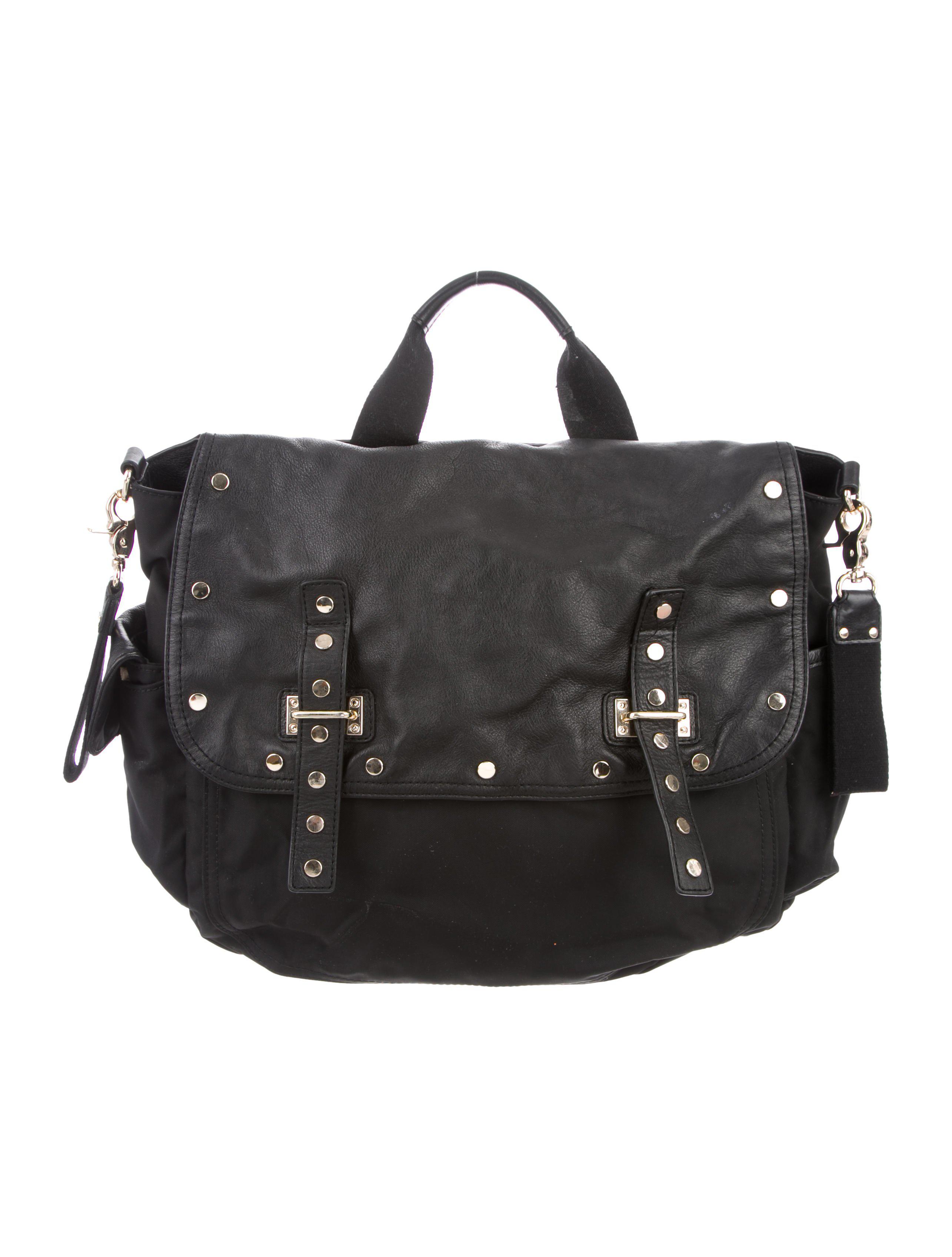 Lyst Rebecca Minkoff Leather Trimmed Diaper Bag Black In Metallic Rebecca Minkoff Women S Metallic Leather Trimmed Diaper Bag Black