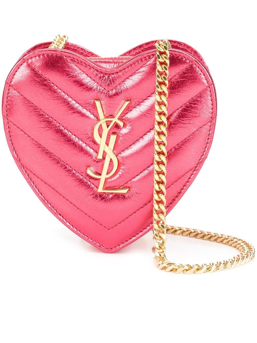Saint laurent Mini Love Heart Quilted Leather CrossBody Bag in Pink Lyst