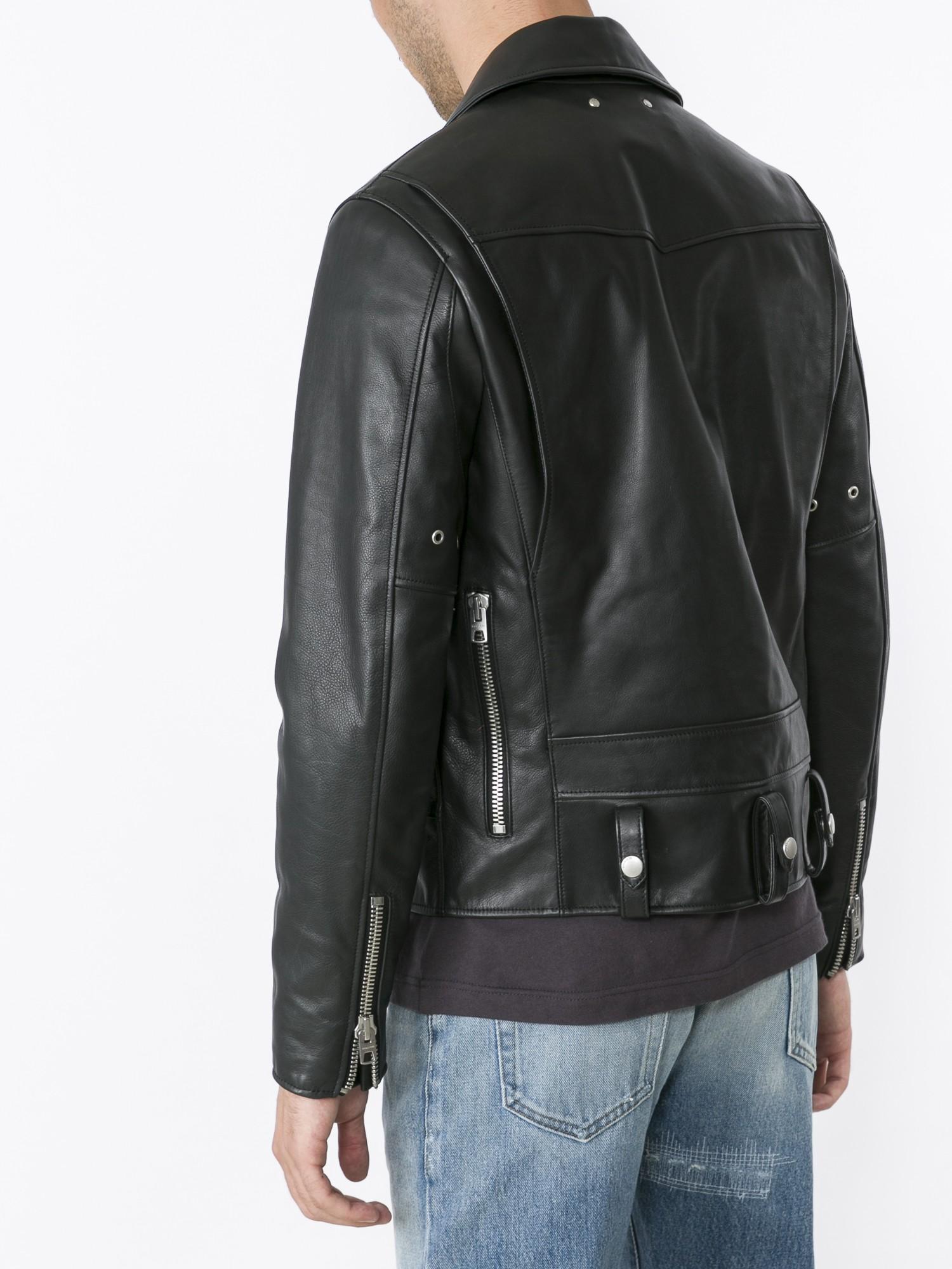COACH Leather Moto Jacket in Black for Men Lyst