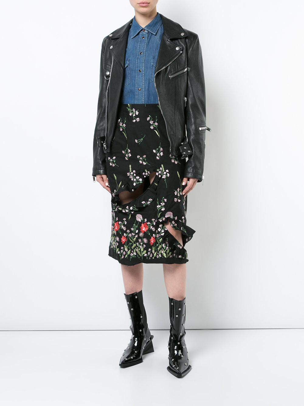 Lyst - Marques'Almeida Floral Print Skirt in Black - Save 49. ...