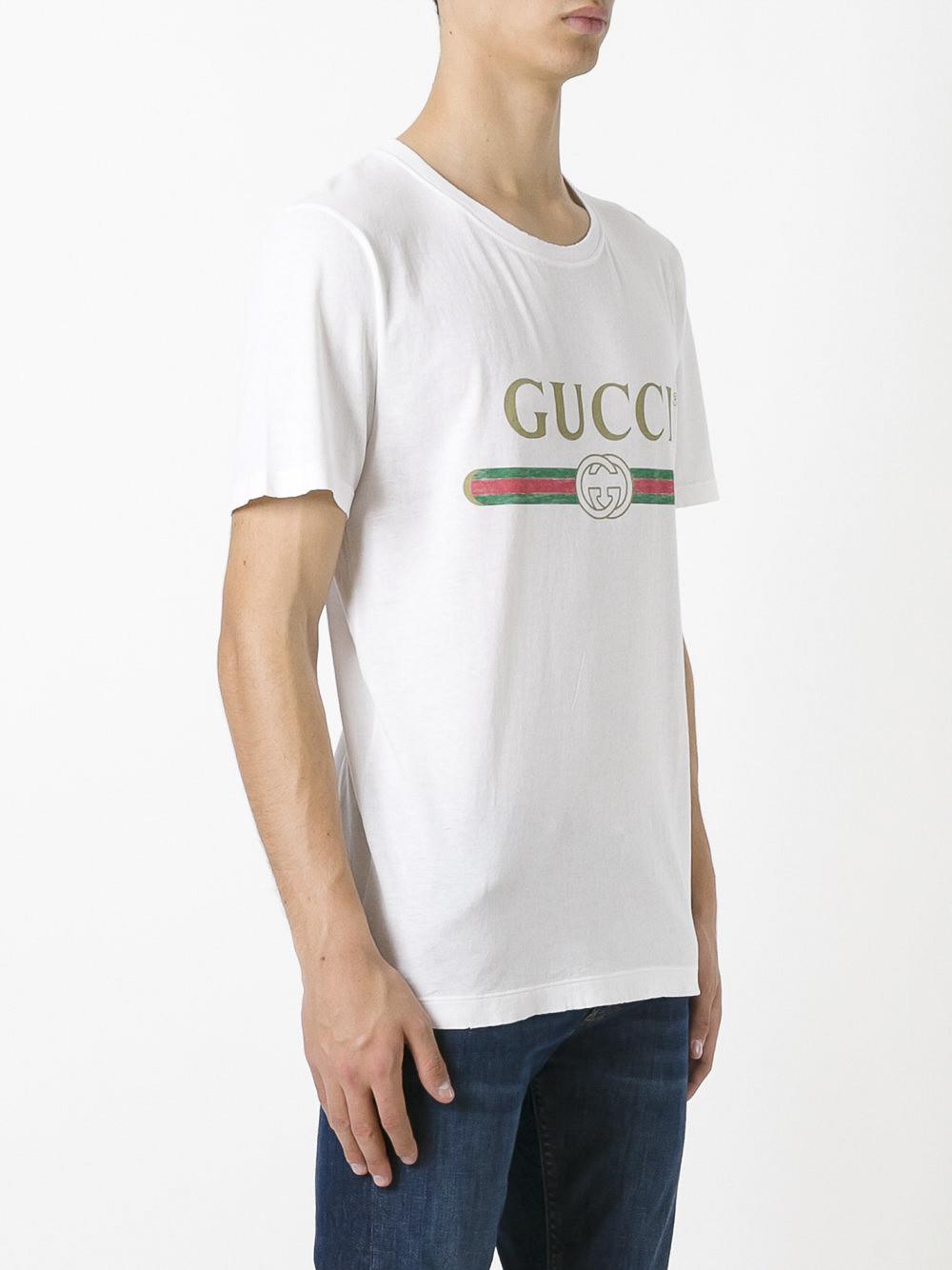 Lyst - Gucci Washed T-shirt With Print in Black for Men