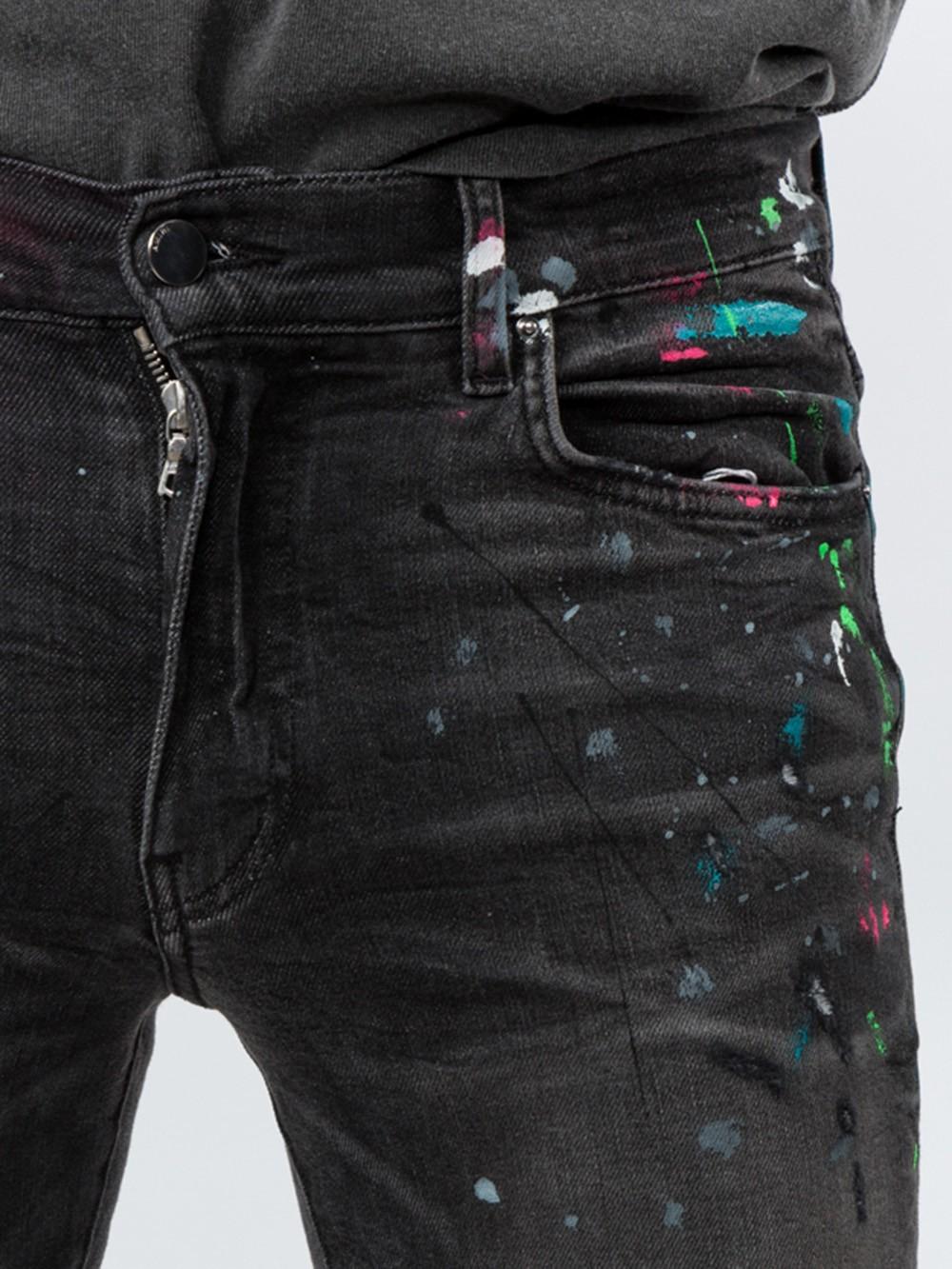 mens black splatter jeans