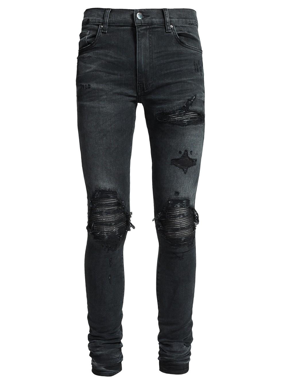 Amiri Mx1 Leather Patch Jeans in Black for Men - Lyst