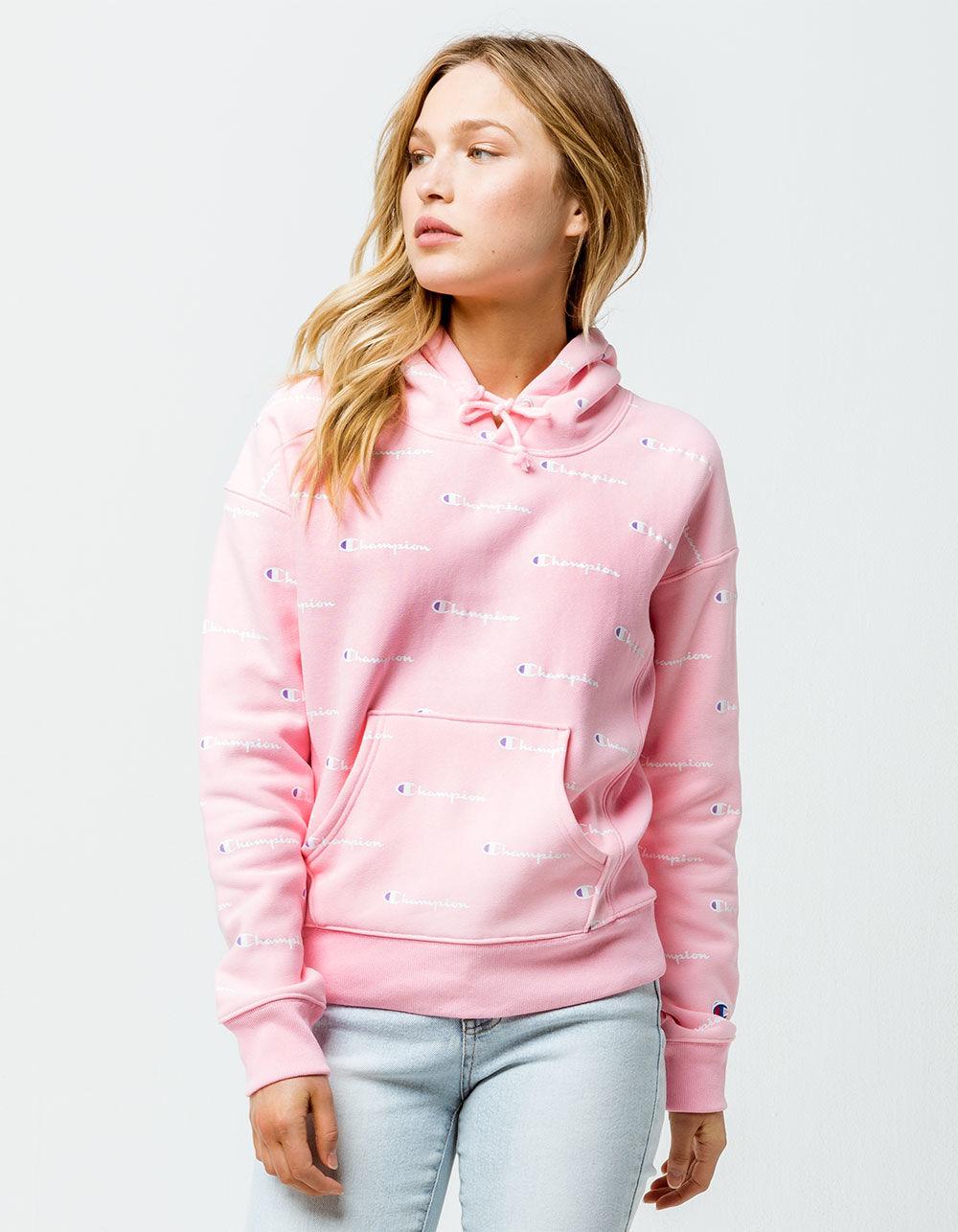 champion women's pink hoodie