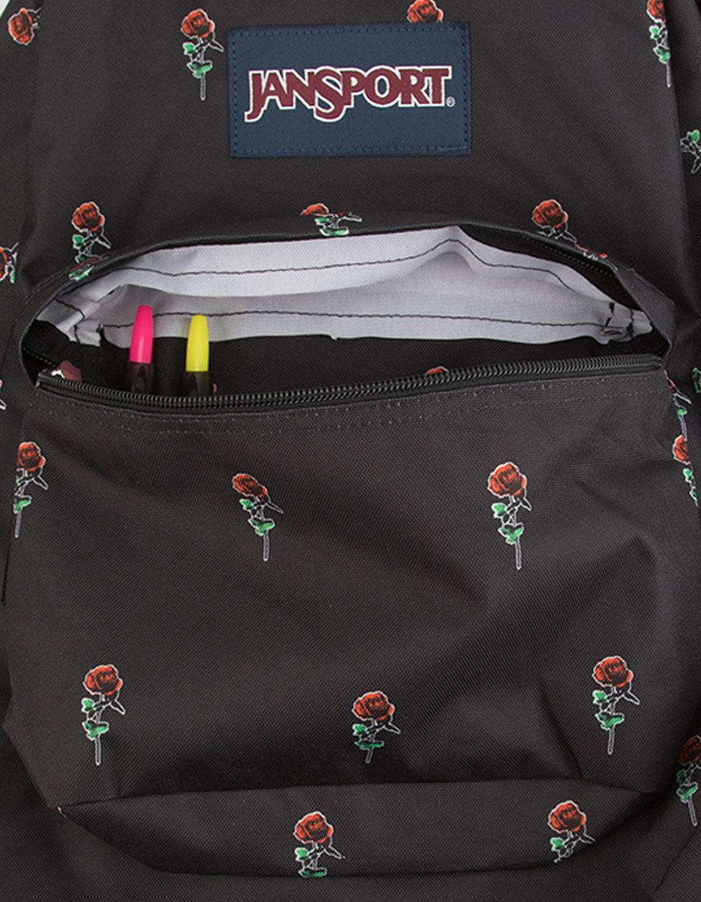 black jansport with roses