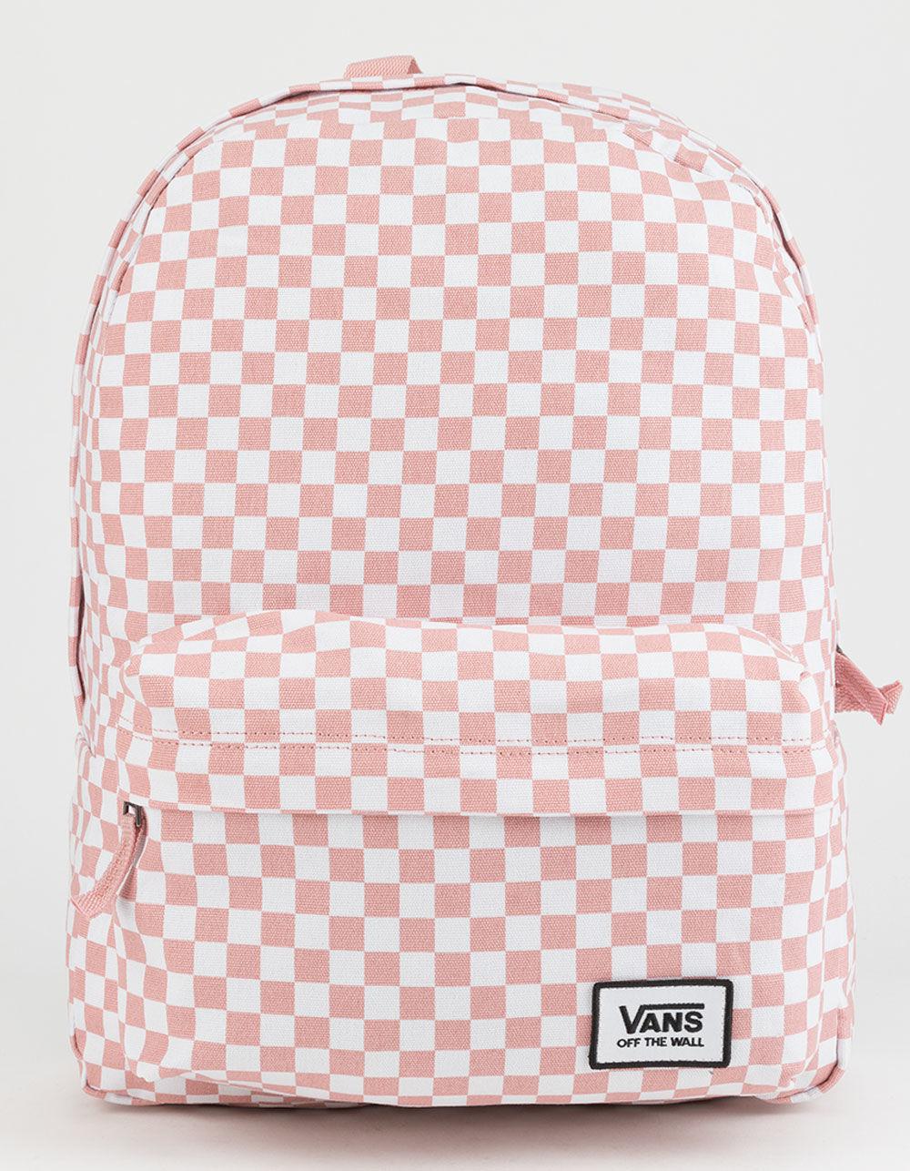 pink and white vans checkered