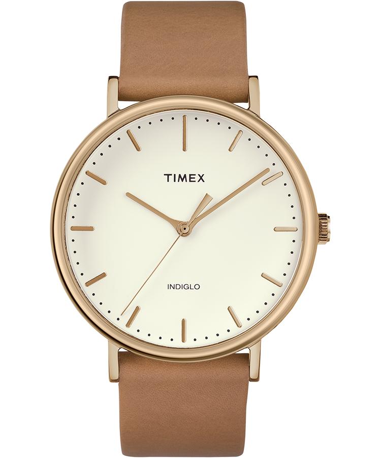Timex Watch Fairfield 41mm Leather Strap Rose Gold-tone/tan/natural in ...