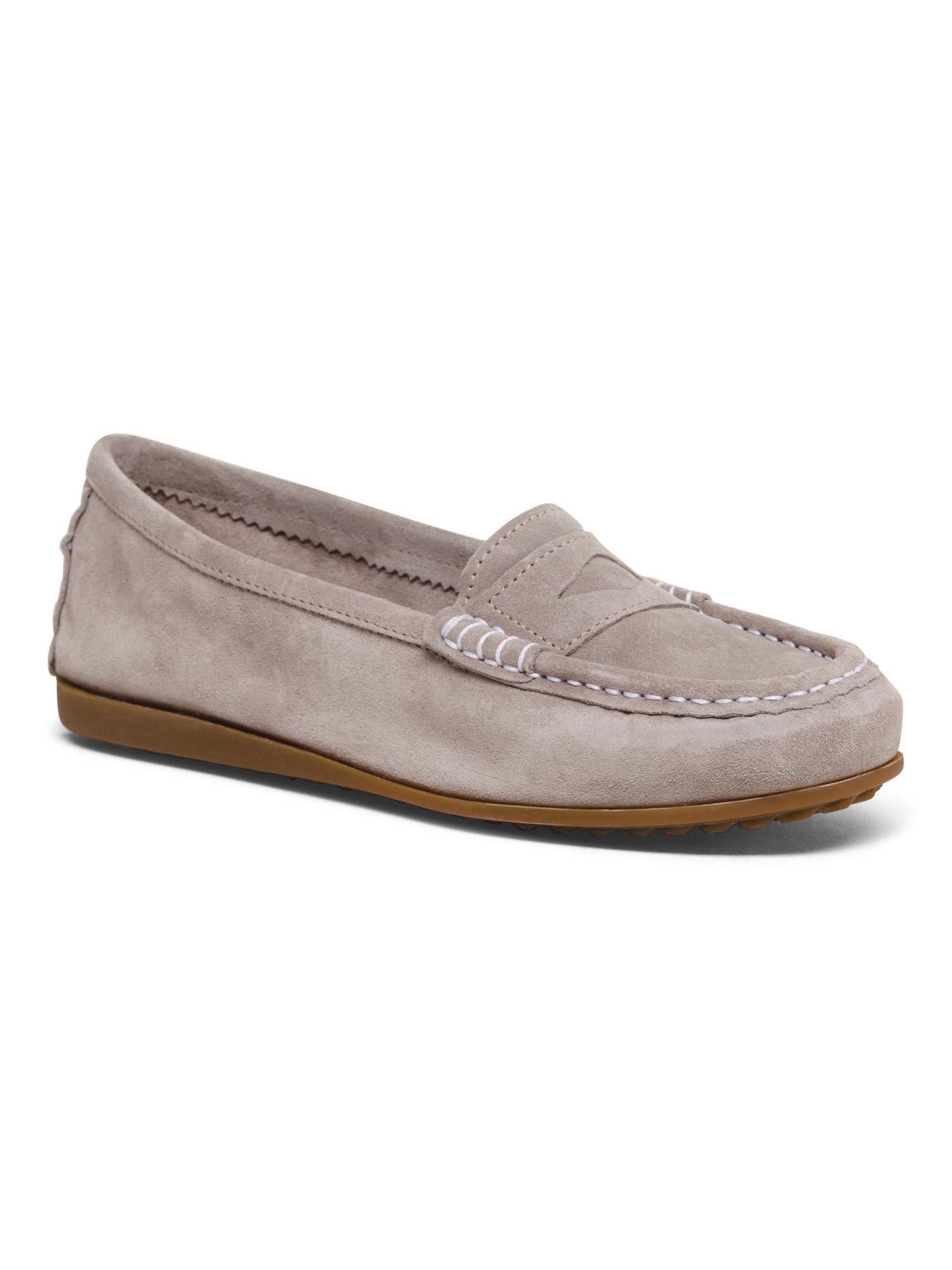 Tj Maxx Made In Italy Suede Driver Flex Sole Flats in Gray