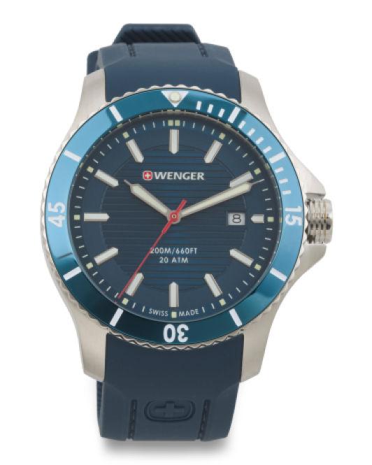 Tj Maxx Mens Swiss Made Seaforce Silicone Strap Watch In Blue For Men