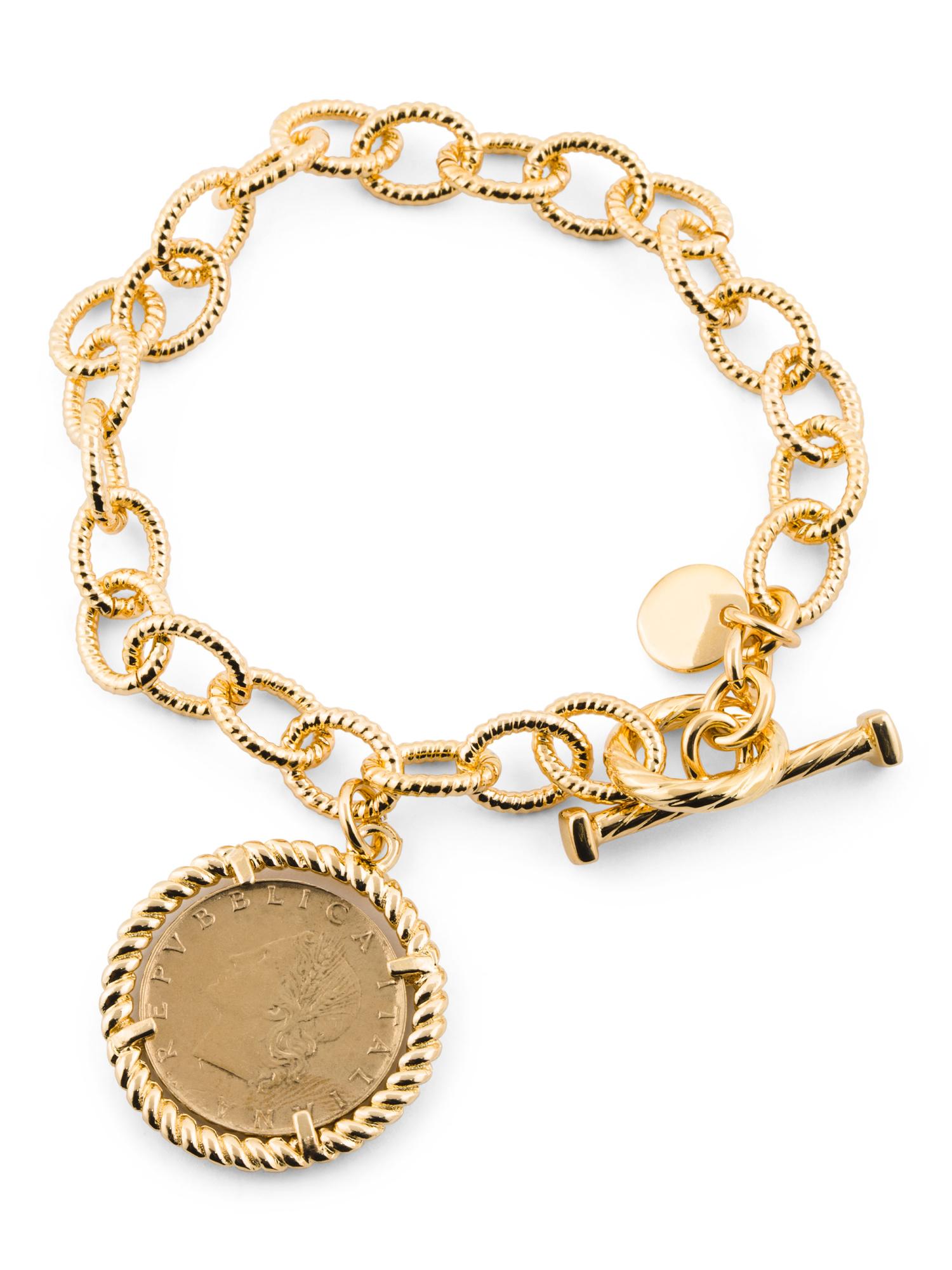 Tj Maxx Made In Italy Gold Plated Bronze Coin Toggle