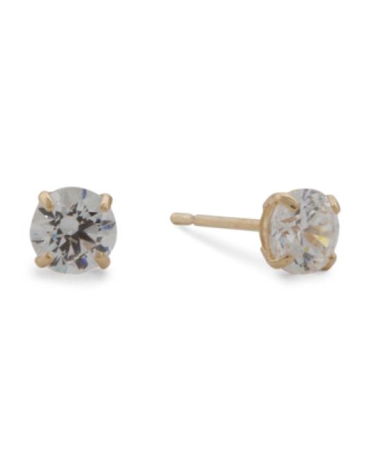 Lyst Tj Ma 14k White Gold Swarovski 4mm Cz Stud Earrings In Metallic Gallery
