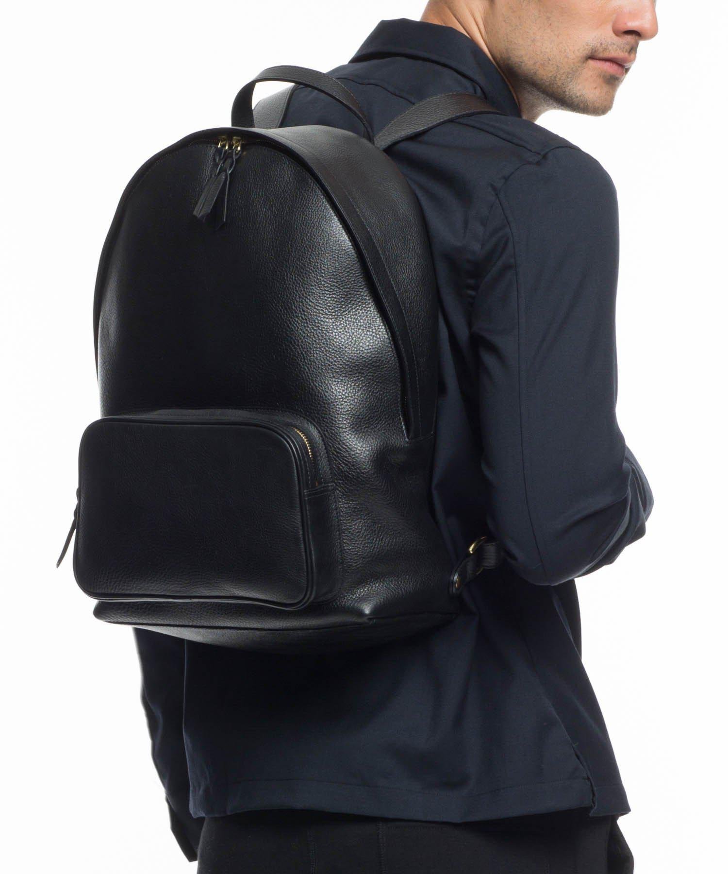 Lotuff Leather Black Black Leather Backpack 