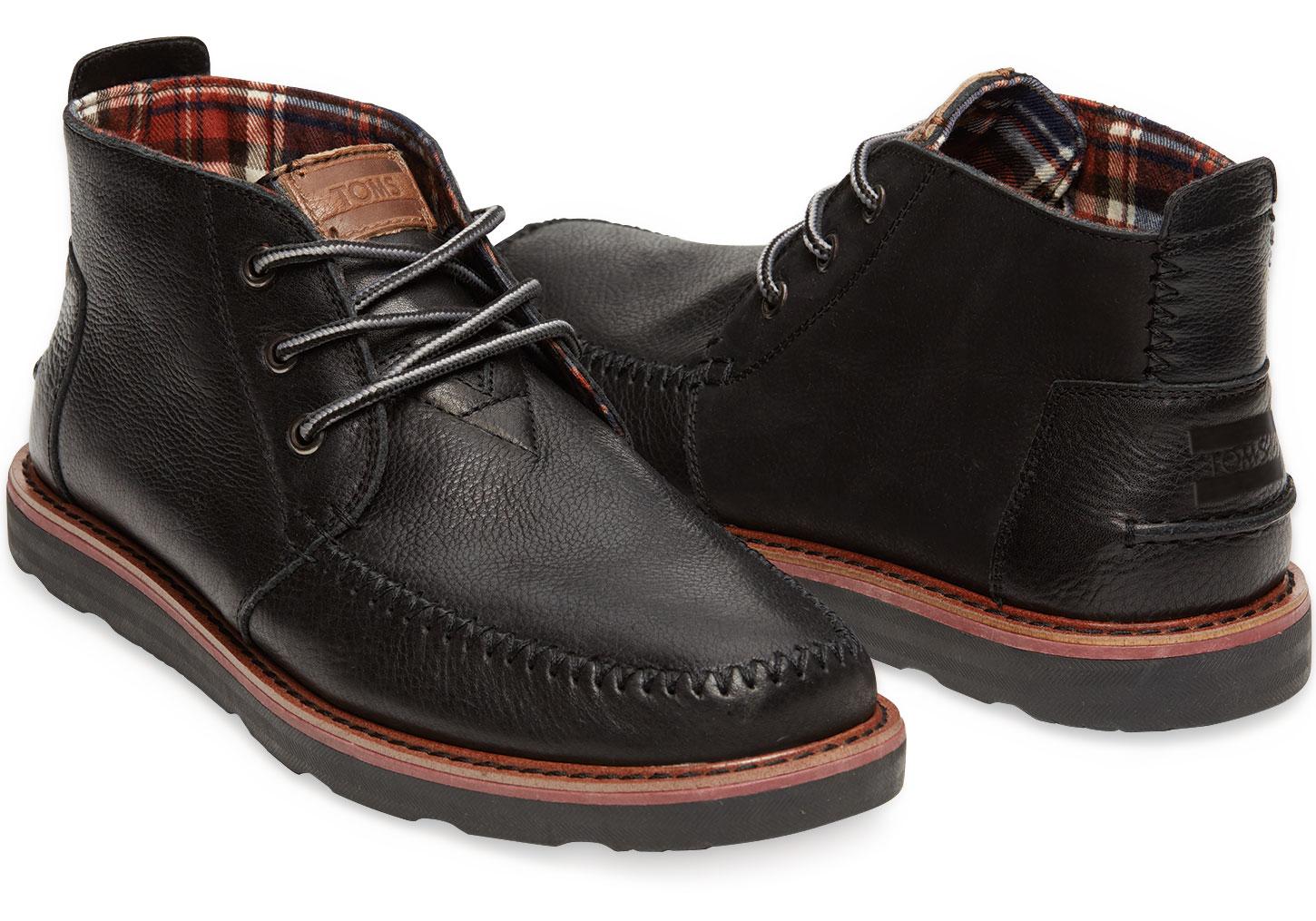 Toms Black Full Grain Leather Men's Chukka Boots in Black for Men | Lyst