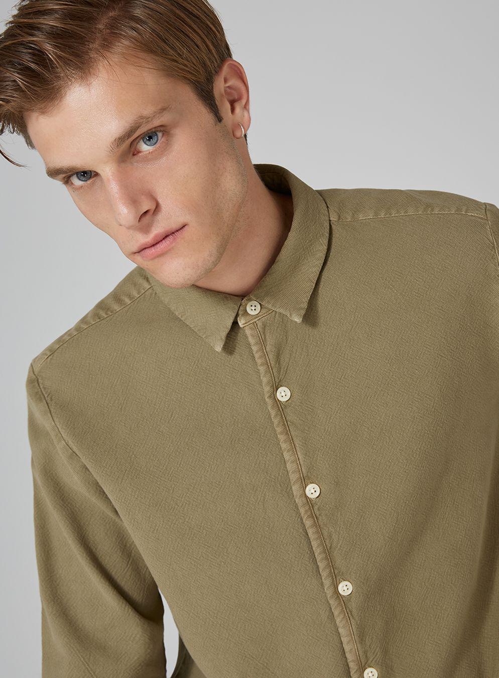 Lyst - Topman Ltd Khaki Bryce Textured Long Sleeve Shirt in Natural for Men