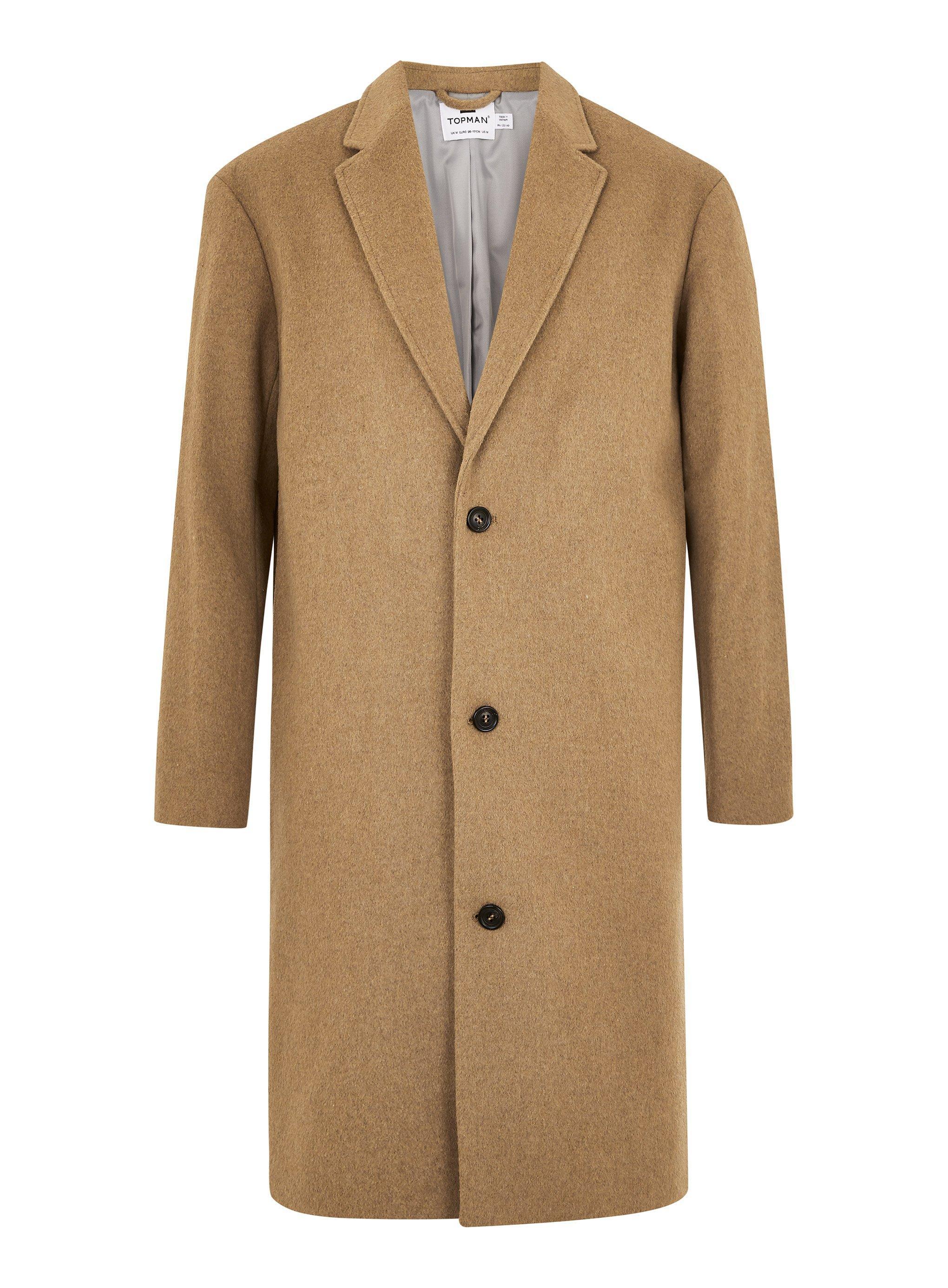 TOPMAN Synthetic Camel Oversized Overcoat in Brown for Men - Lyst