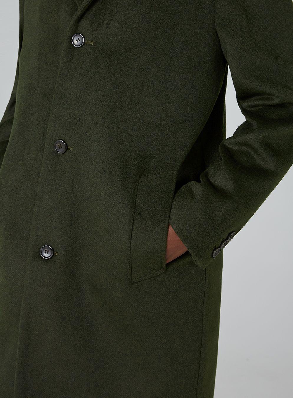 TOPMAN Khaki Overcoat Containing Wool in Green for Men - Lyst