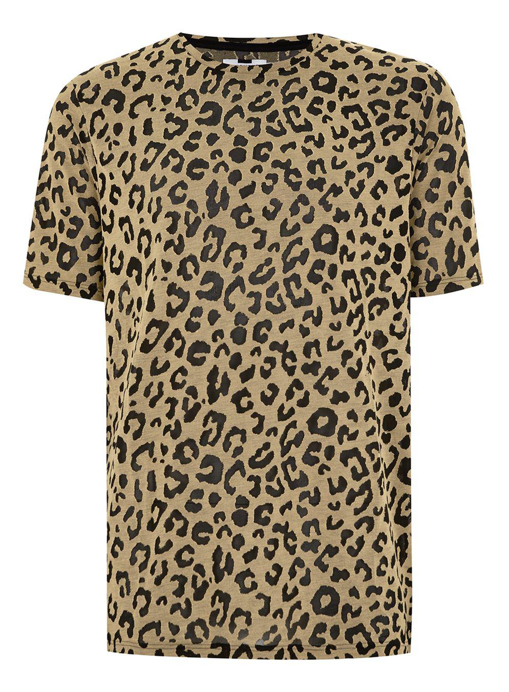 Lyst - Topman Leopard Print Mesh T-shirt in Brown for Men