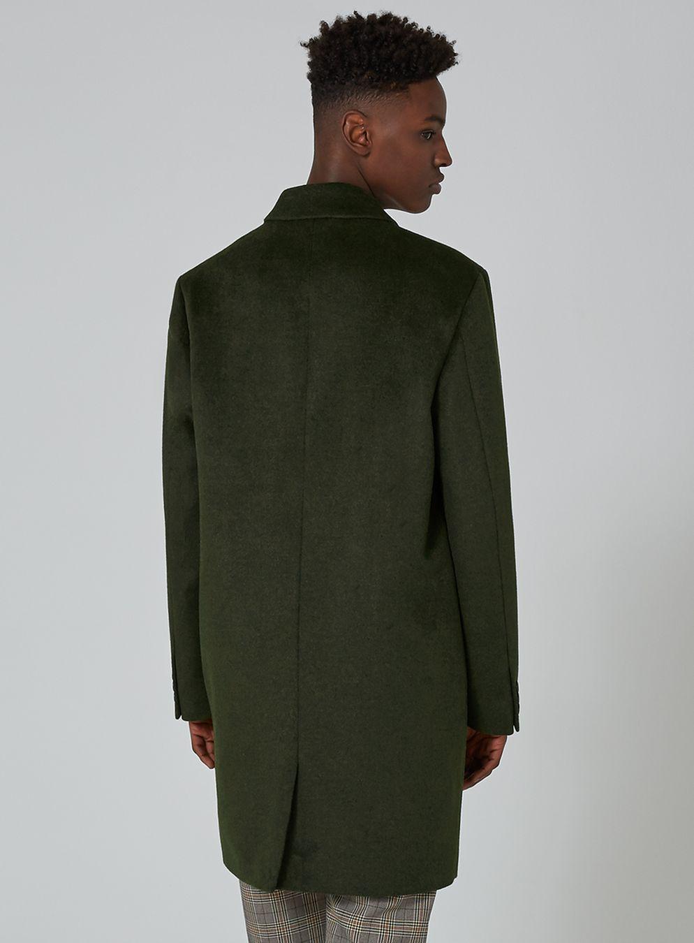 Lyst - Topman Khaki Overcoat Containing Wool in Green for Men
