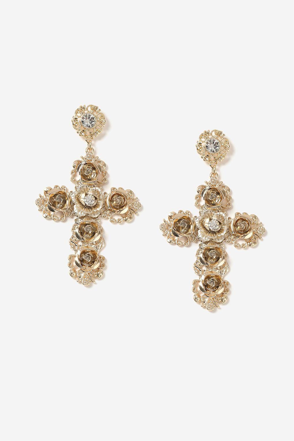 Six And Mix Earrings From Topshop topshop floral cross drop earrings in metallic lyst Six And Mix Earrings From Topshop topshop floral cross drop earrings in metallic lyst