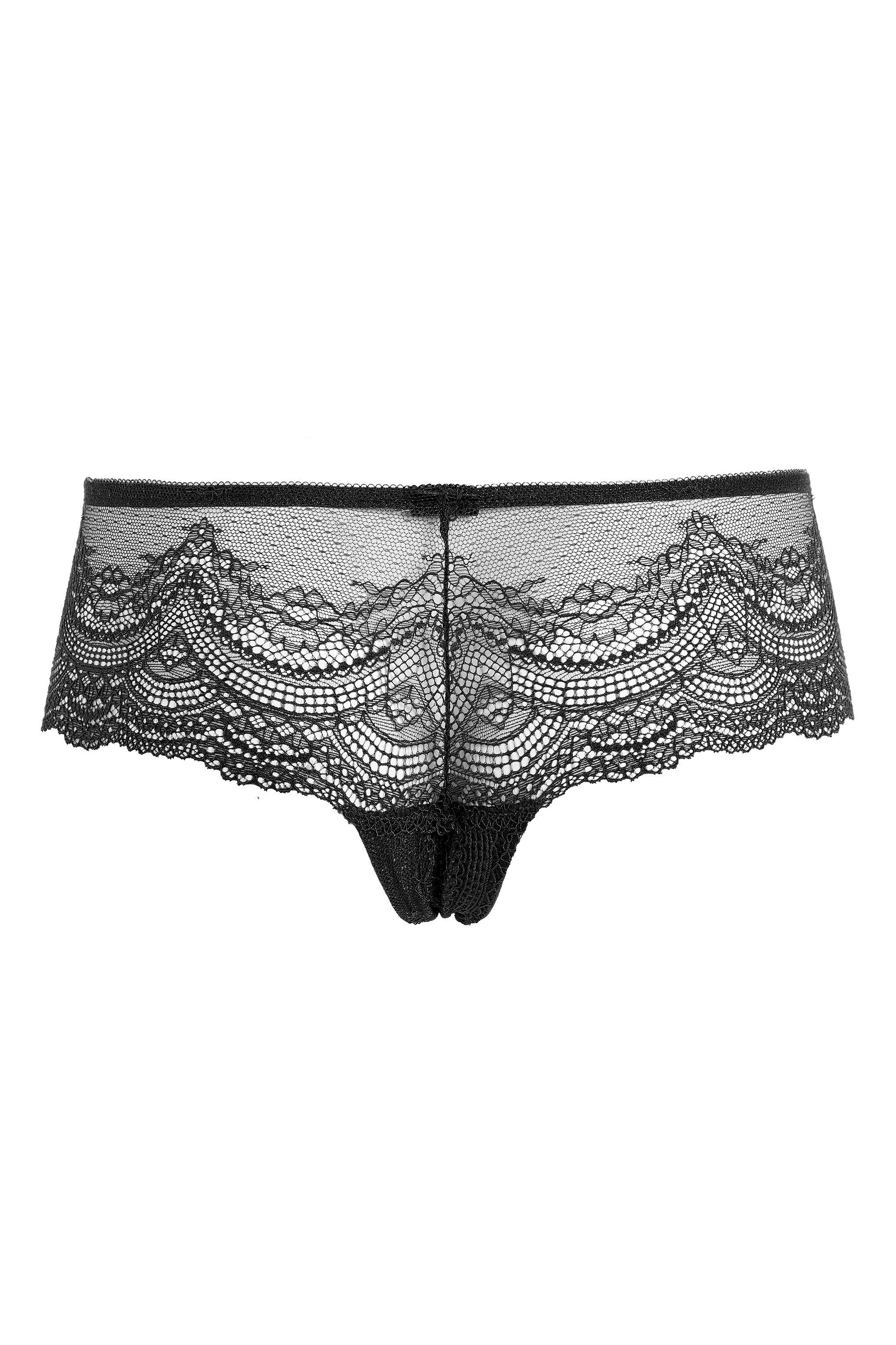 Lyst Deep Lace Brazilian Knickers in Black