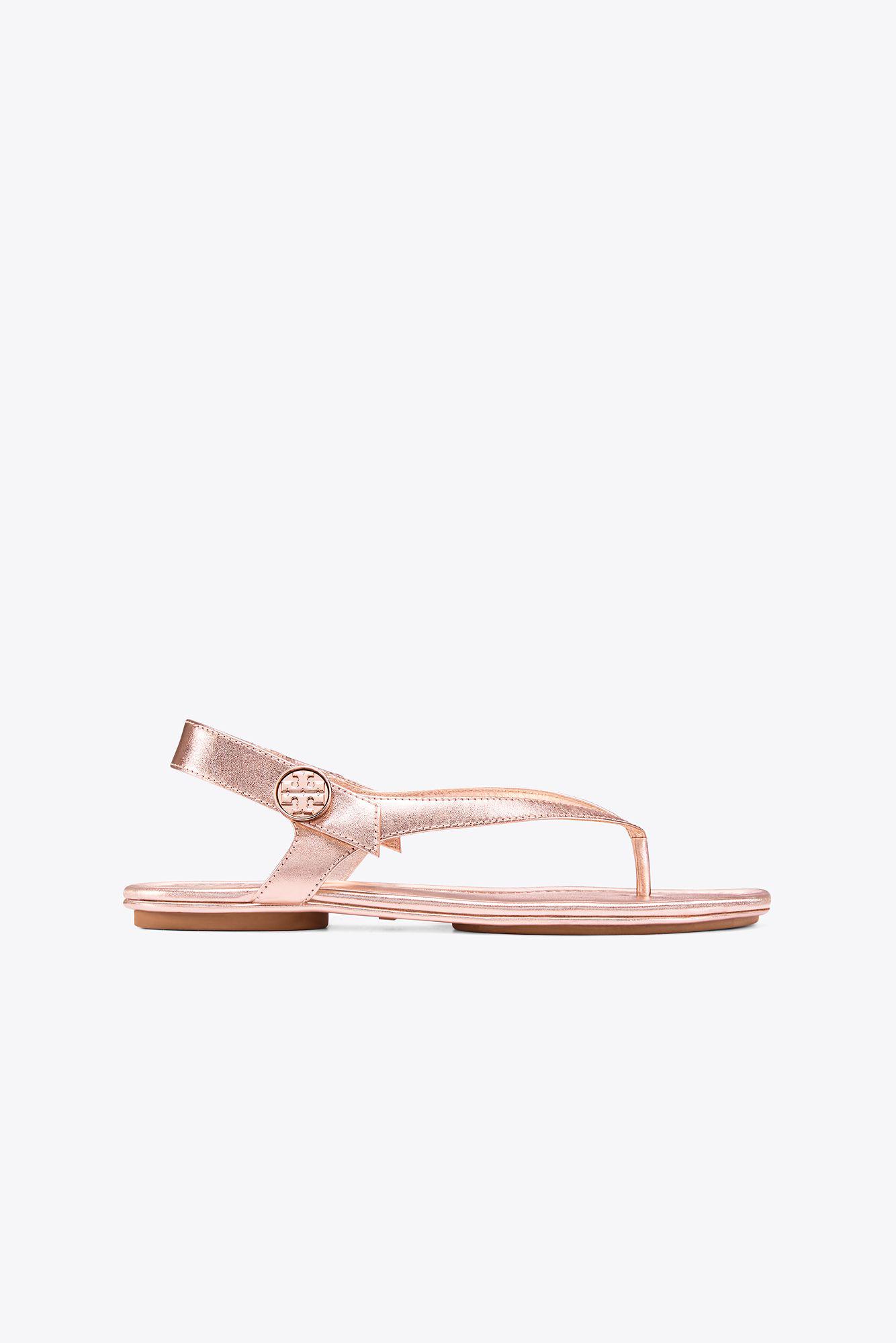 Lyst - Tory Burch Minnie Travel Sandal, Metallic Leather in Pink