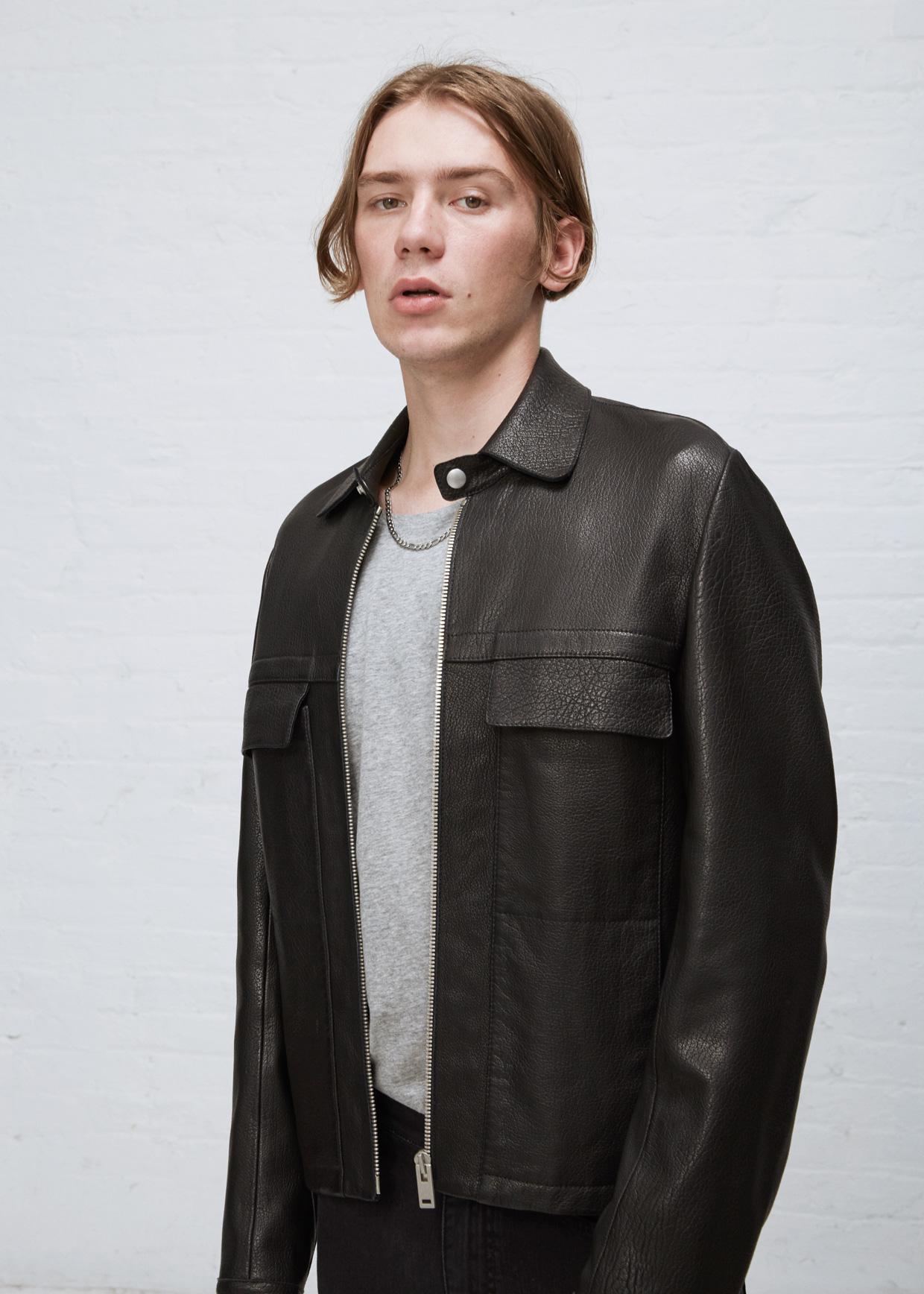 Lyst Maison Margiela Leather Shirt Jacket In Black For Men Gallery