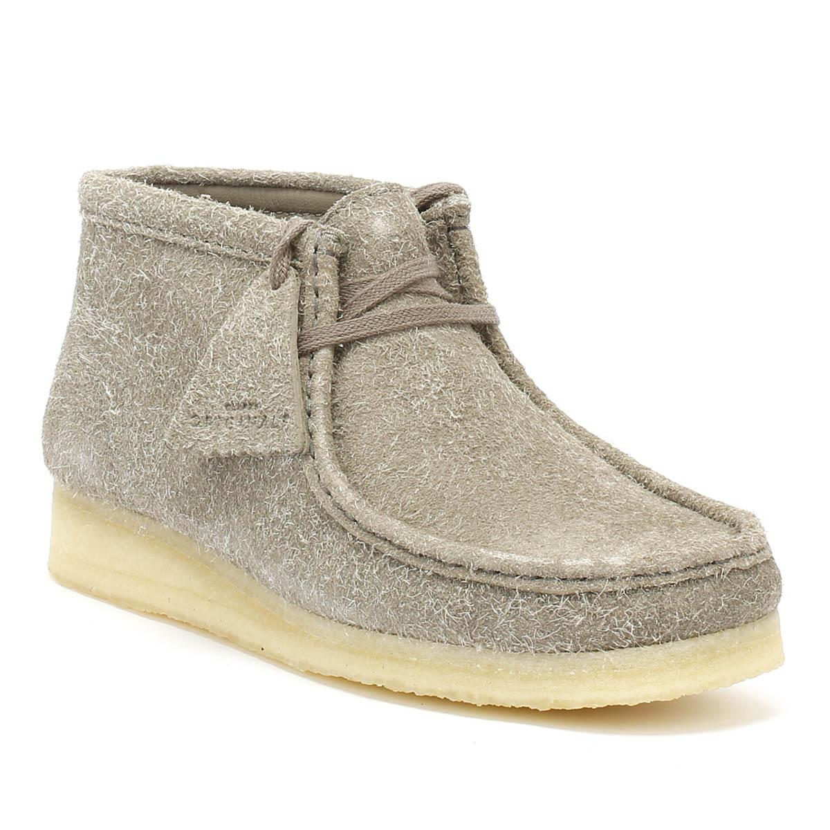 Clarks. Gray Originals Womens Grey Interest Wallabee Boots