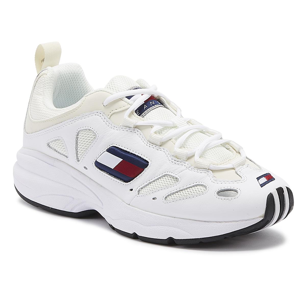 Tommy Hilfiger Denim Tommy Jeans Retro Mens White Leather Trainers for ...